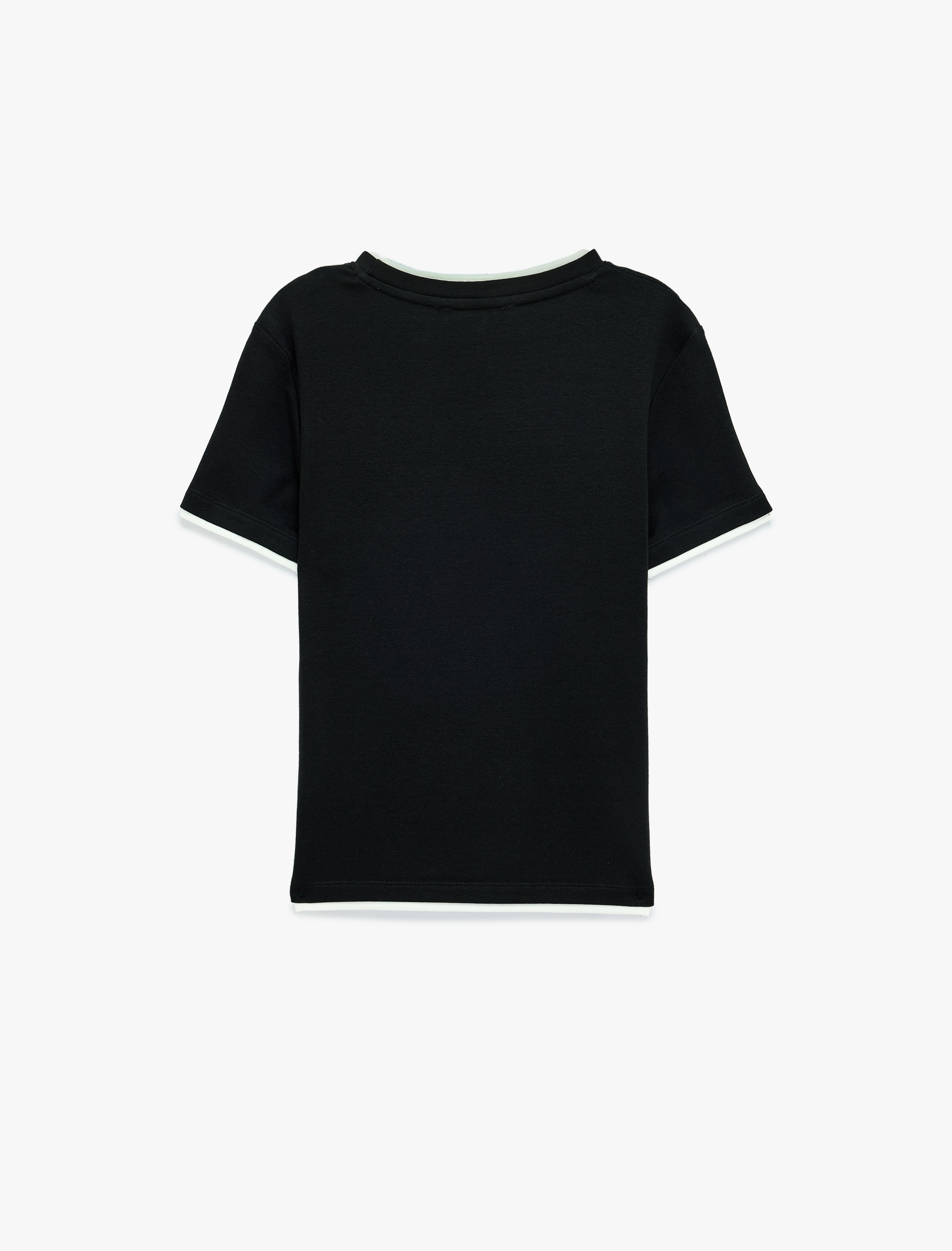   Slim Fit Modal Kumaş Bisiklet Yaka Kısa Kollu İkili Görünümlü Tişört