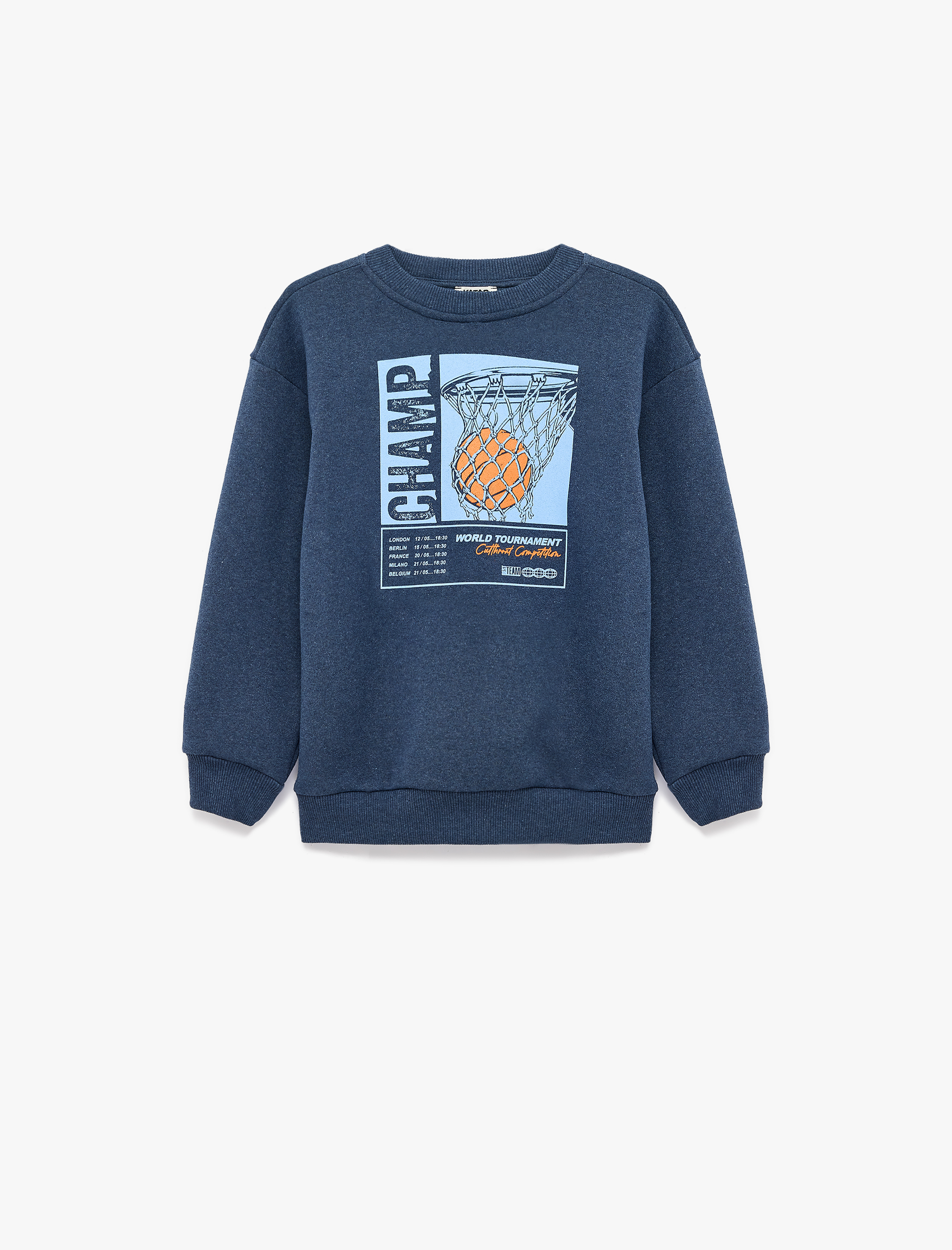  Erkek Çocuk Şardonlu Bisiklet Yaka Uzun Kollu Baskılı Sweatshirt