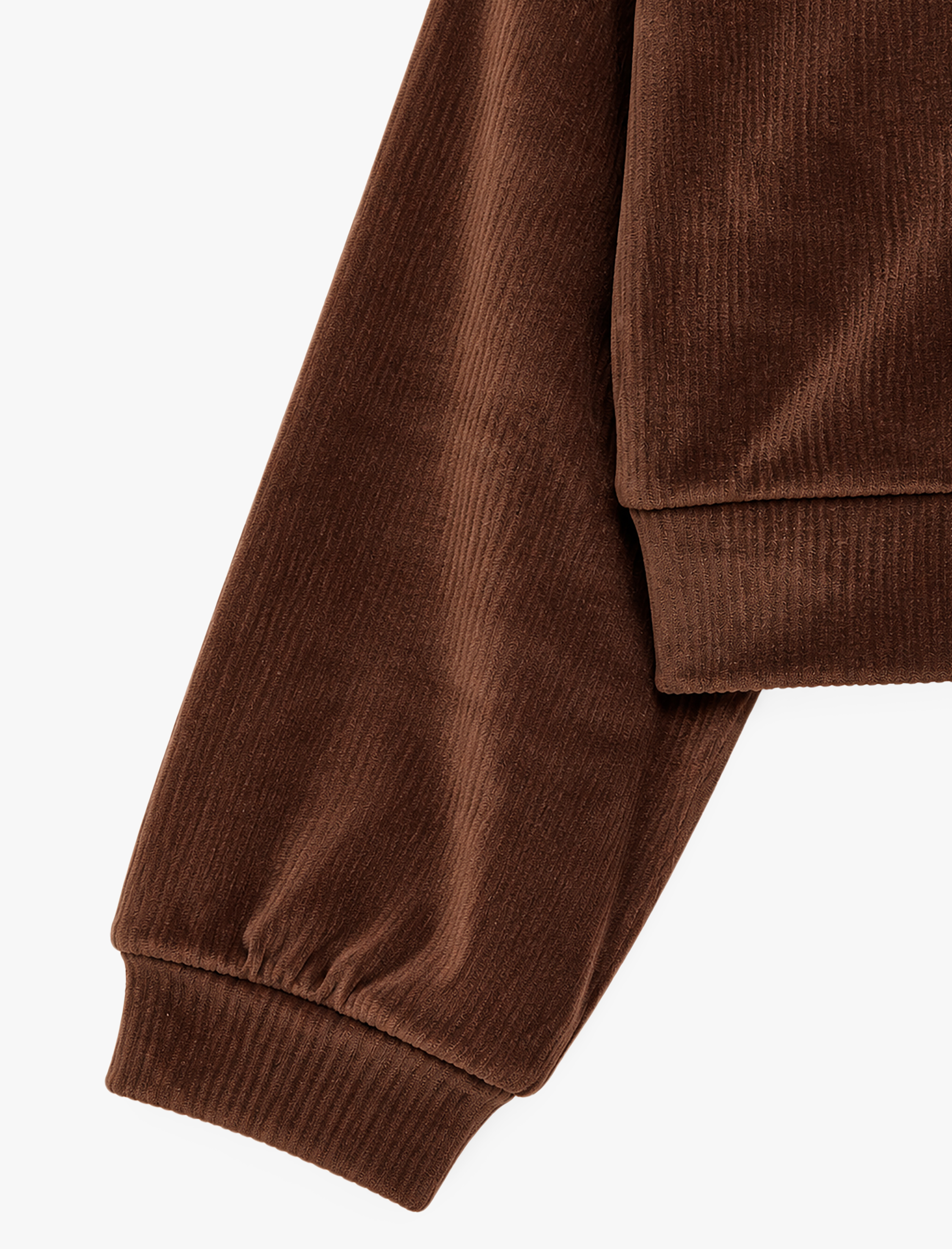  Kız Çocuk Dik Yaka Uzun Kollu Yarım Fermuarlı Kadife Sweatshirt