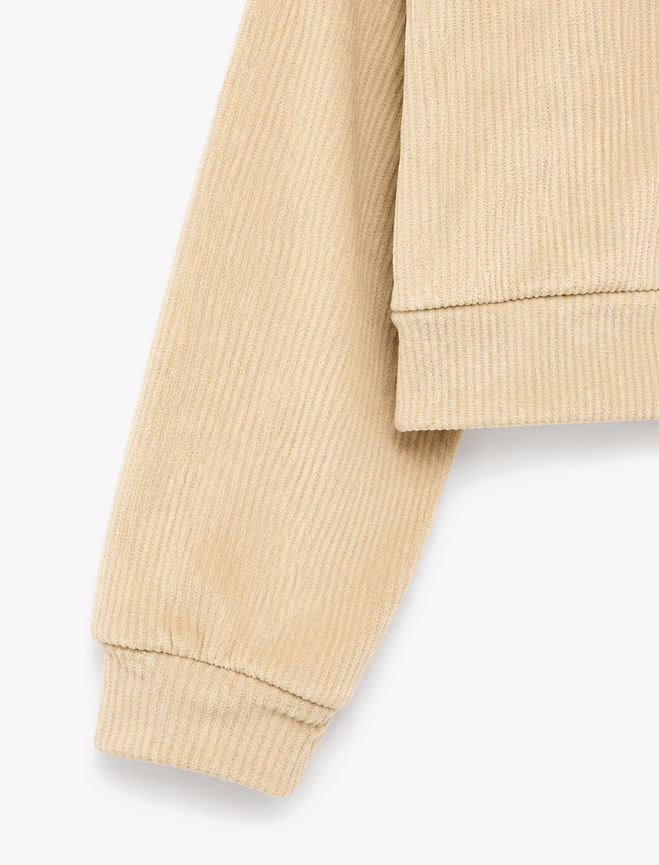  Kız Çocuk Dik Yaka Uzun Kollu Yarım Fermuarlı Kadife Sweatshirt