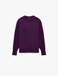 Oversize Triko Kazak Bisiklet Yaka Uzun Kollu