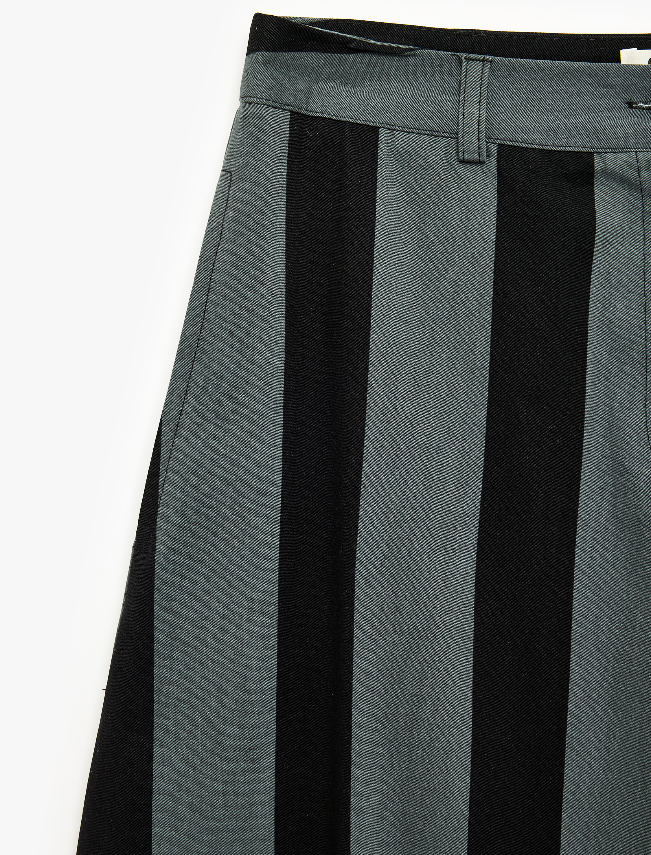   Normal Bel Düğmeli Cepli Pamuklu Gabardin Çizgili Pantolon