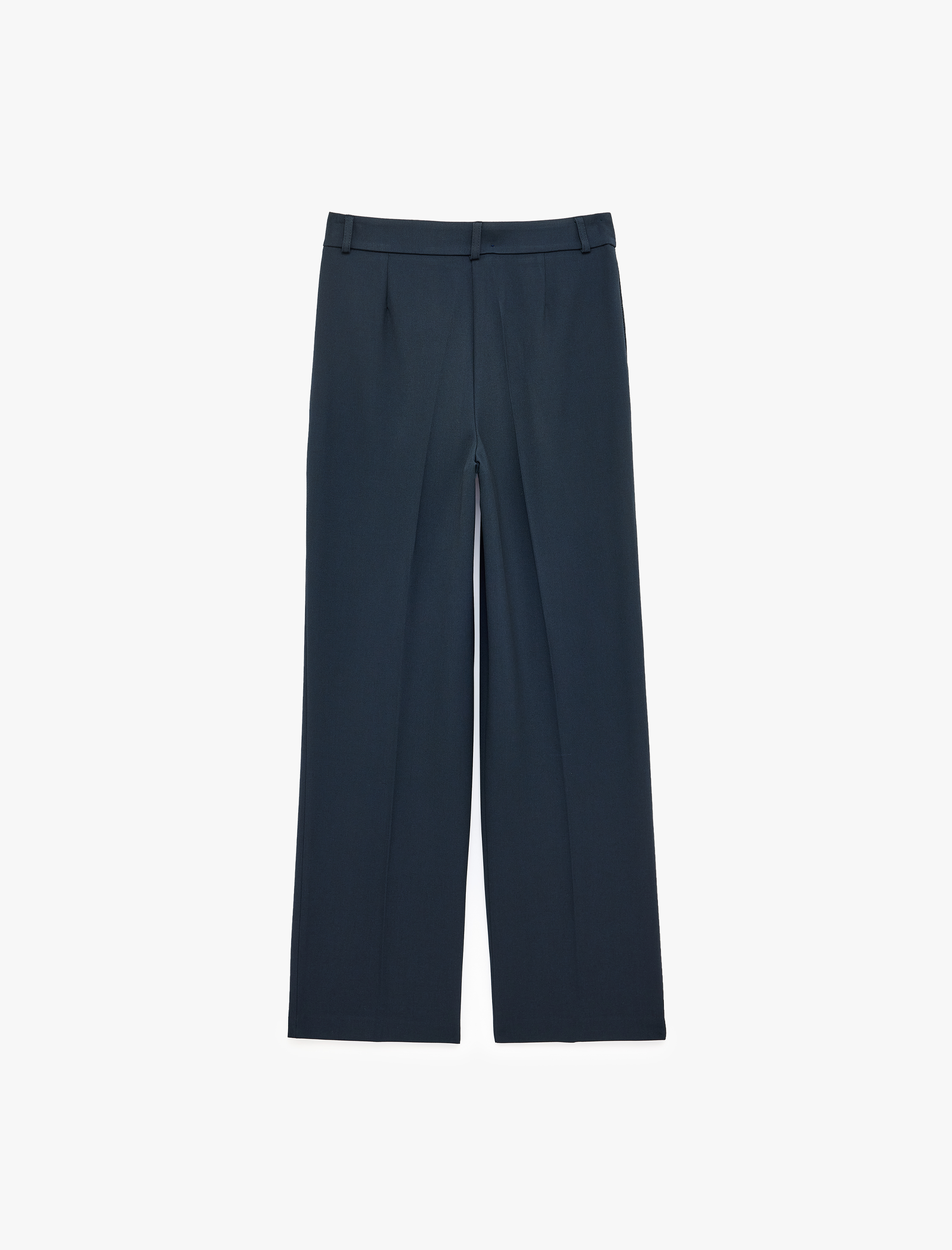   Cepli Regular Fit Düz Bol Paça Pileli Kumaş Pantolon