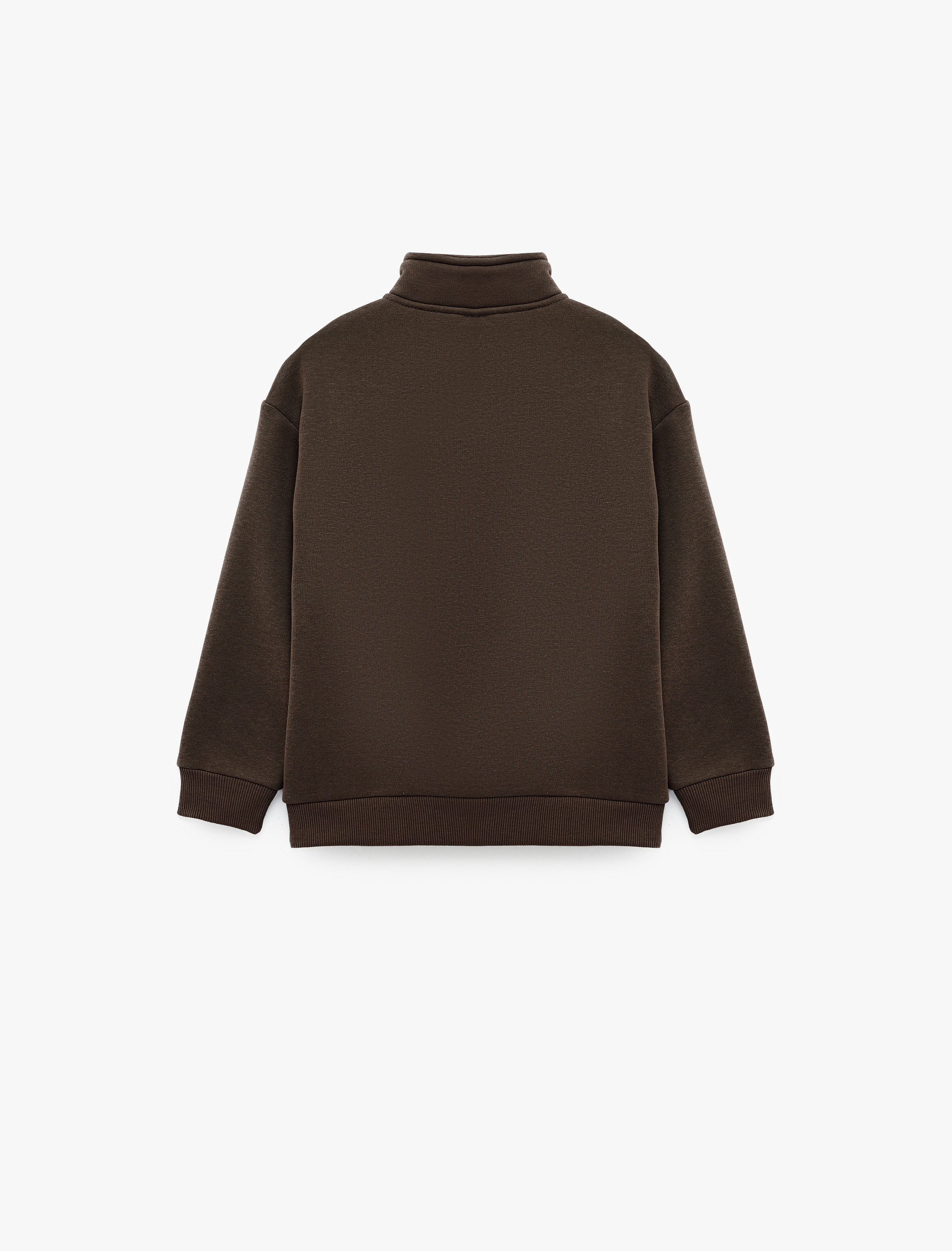  Erkek Çocuk Yarım Fermuarlı  Dik Yaka Uzun Kollu Rahat Kalıp Şardonlu Sweatshirt