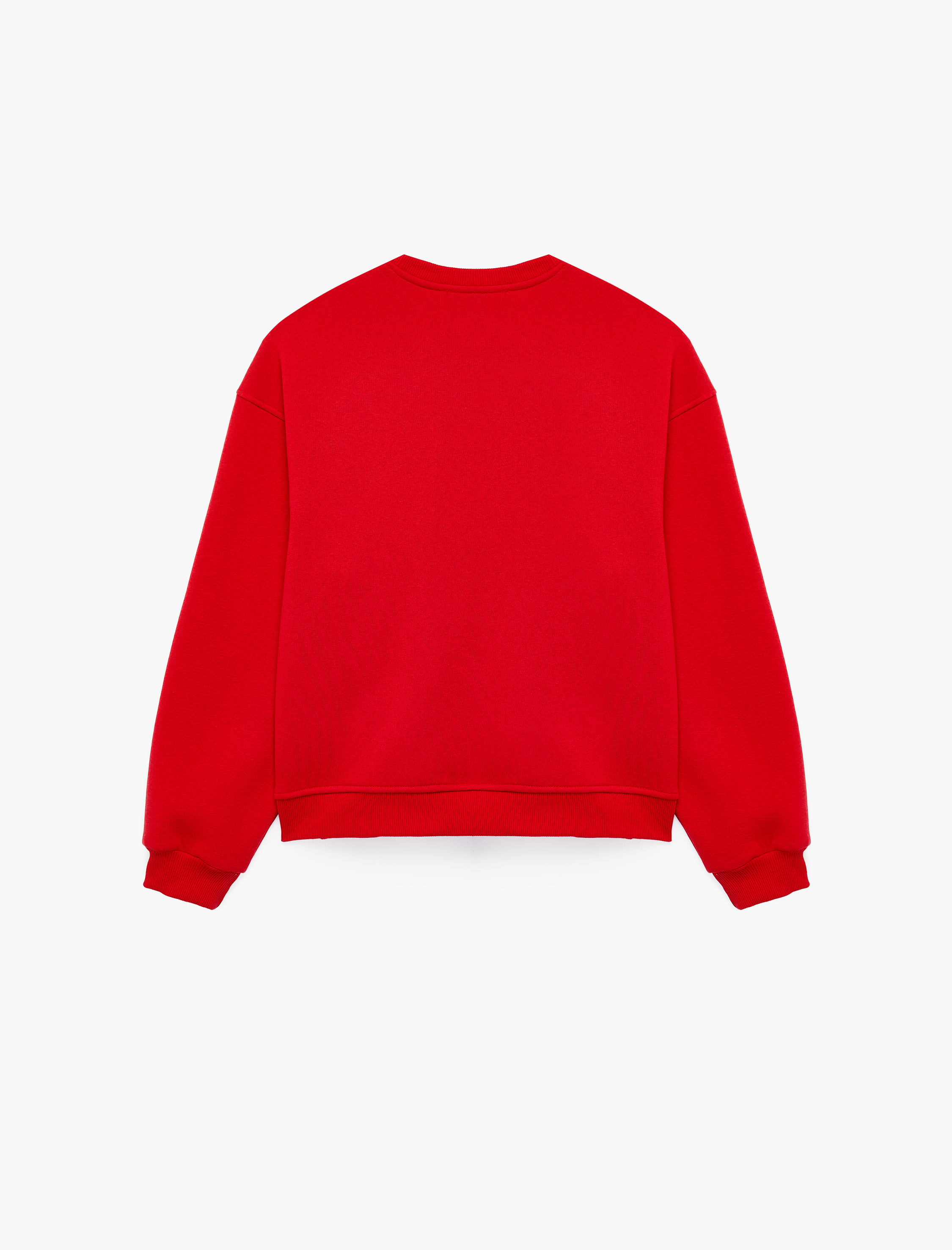   Rahat Kalıp Şardonlu Bisiklet Yaka Uzun Kollu Kolej Baskılı Sweatshirt