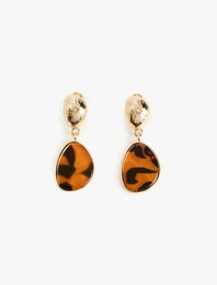 Sallantılı Leopar Desenli Oval Küpe