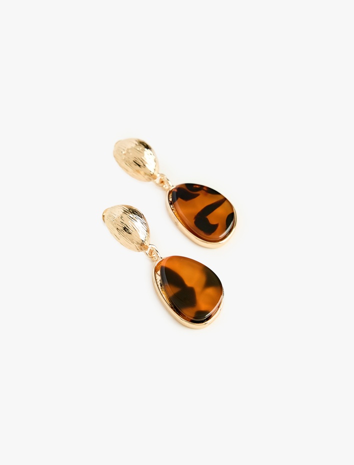 Kadın Sallantılı Leopar Desenli Oval Küpe