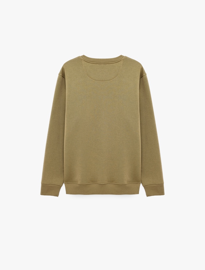  Uzun Kollu Üç İplik Şardonlu Bisiklet Yaka Baskılı Sweatshirt