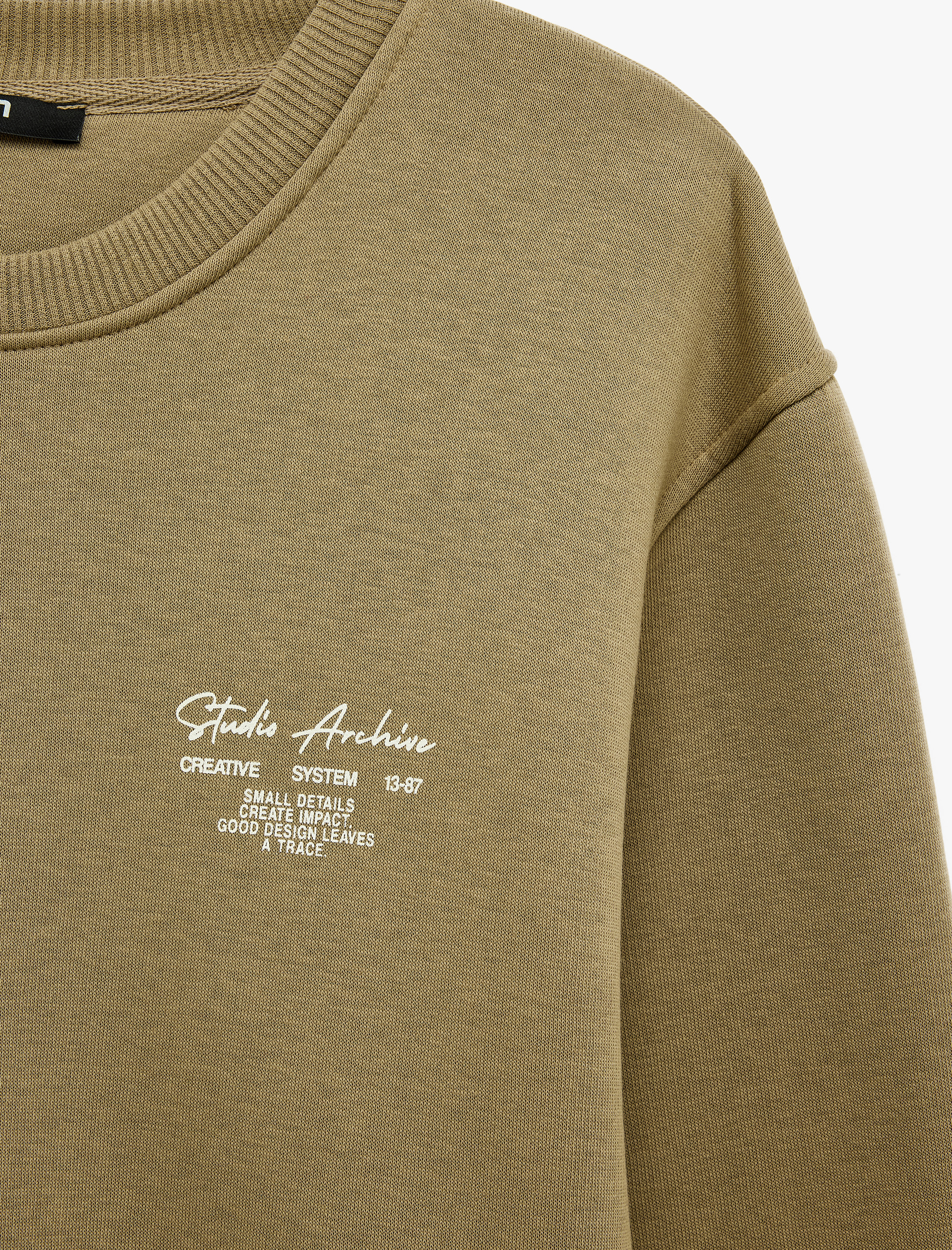  Uzun Kollu Üç İplik Şardonlu Bisiklet Yaka Baskılı Sweatshirt