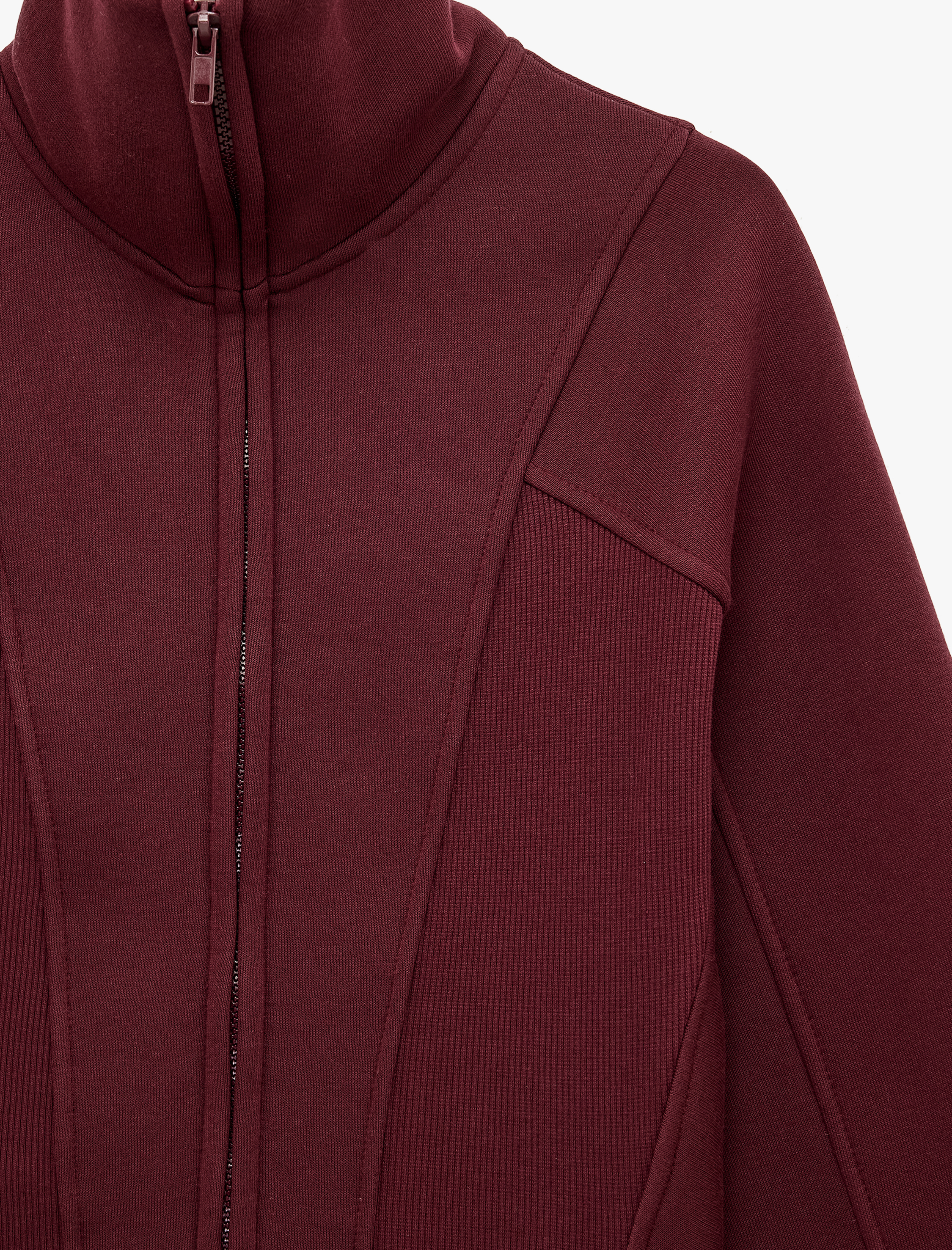   Balon Kol Fermuarlı Şardonlu Sweatshirt