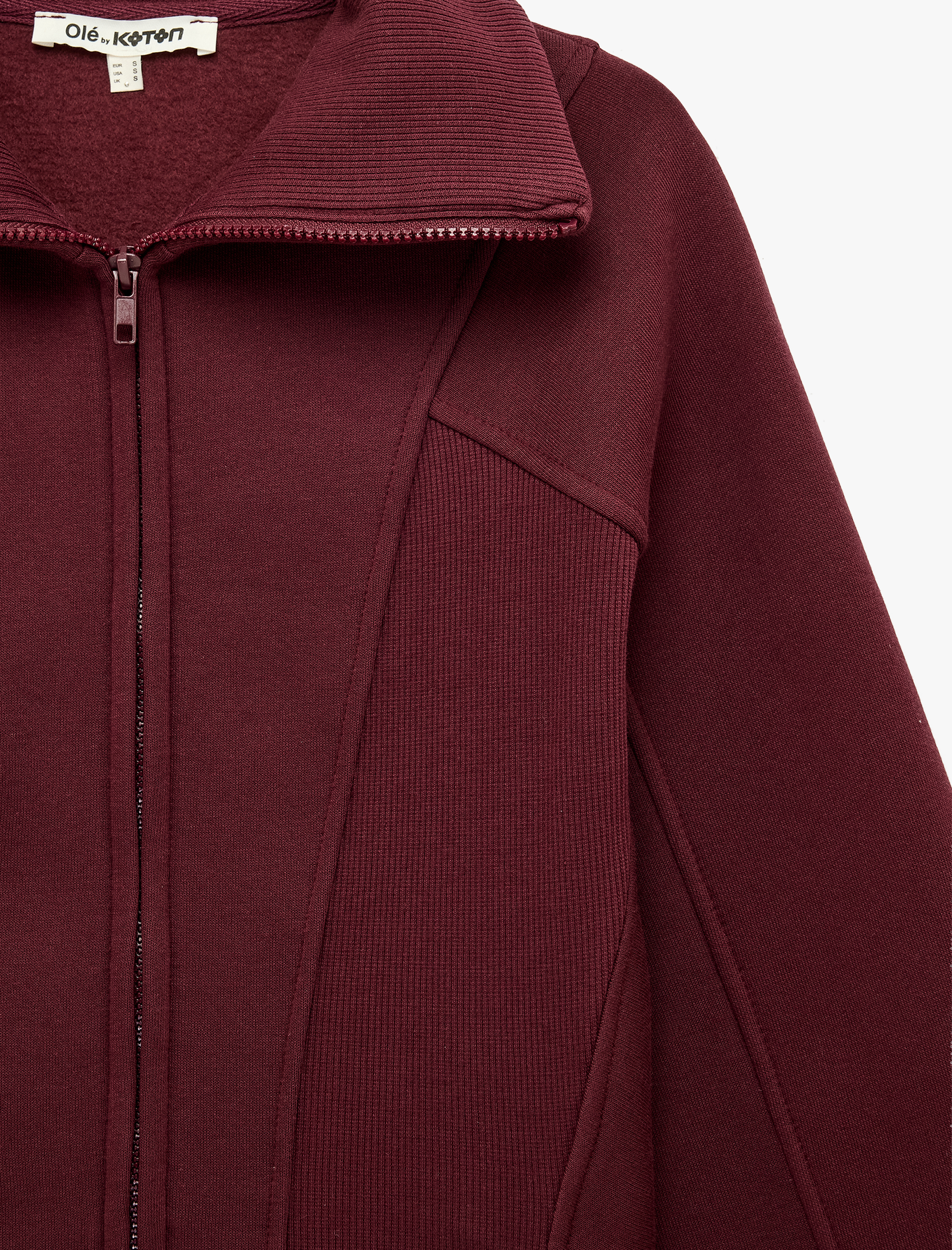   Balon Kol Fermuarlı Şardonlu Sweatshirt