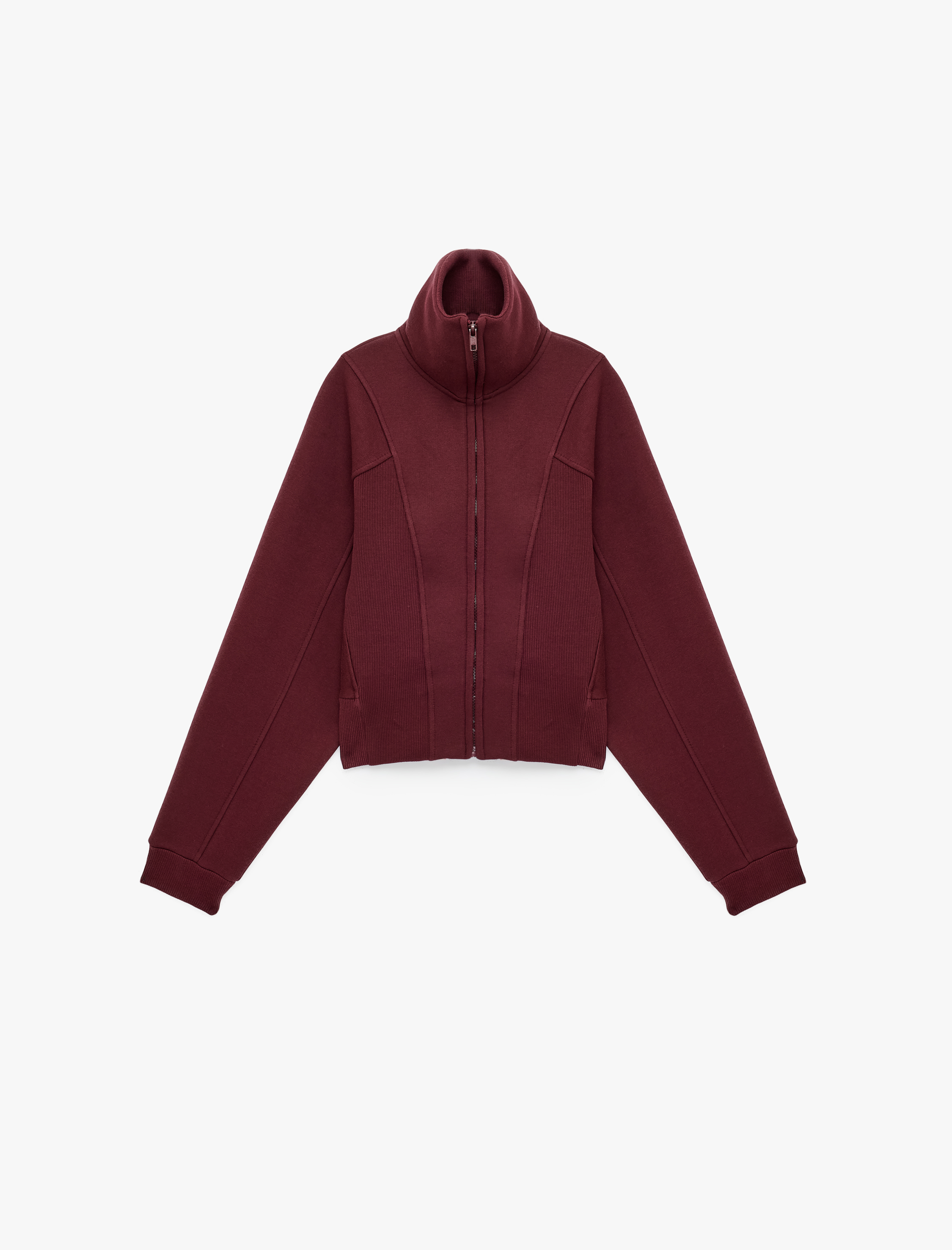   Balon Kol Fermuarlı Şardonlu Sweatshirt