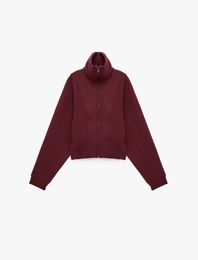 Balon Kol Fermuarlı Şardonlu Sweatshirt