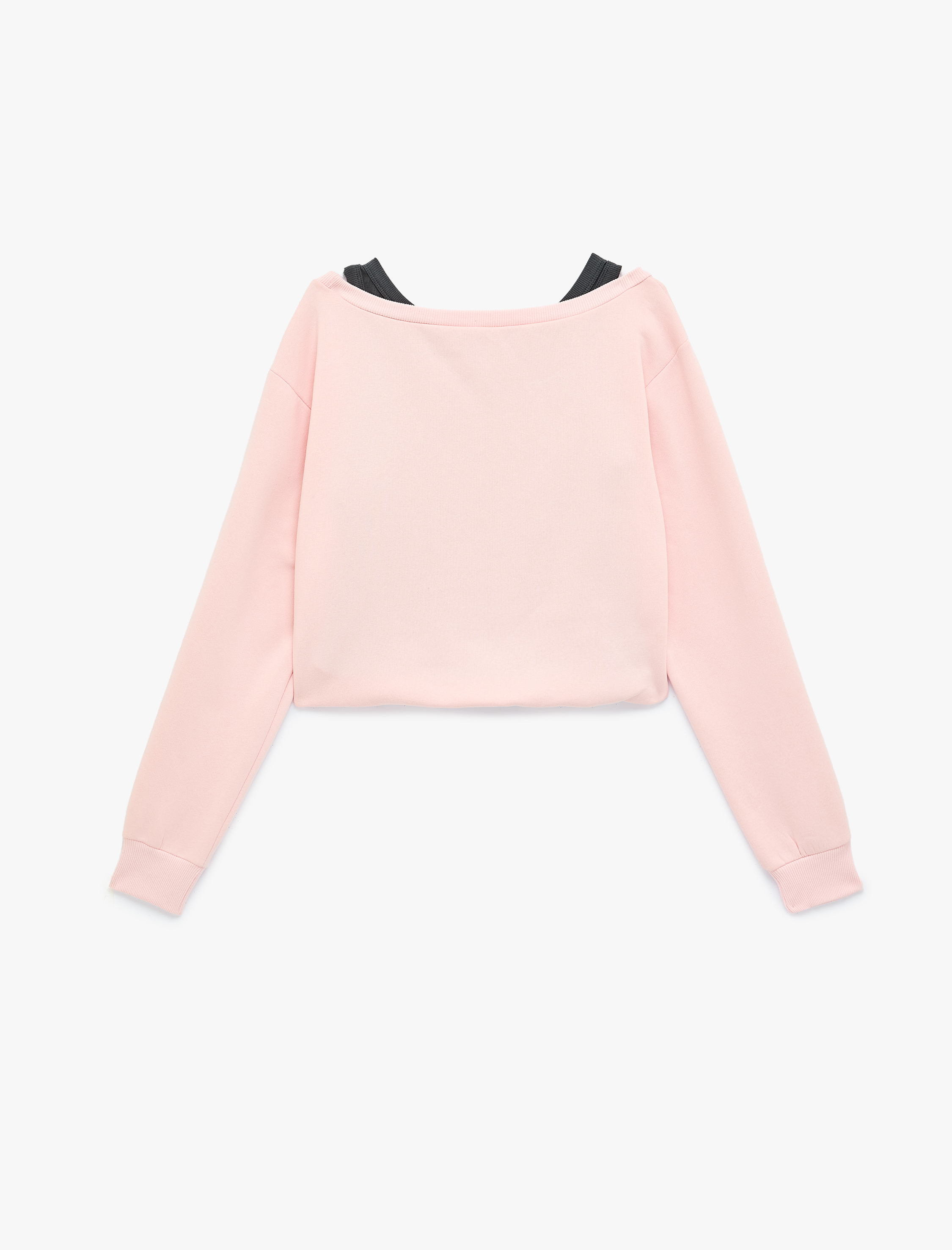   Şardonlu Rahat Kalıp Bisiklet Yaka Uzun Kollu Katmanlı Baskılı Sweatshirt