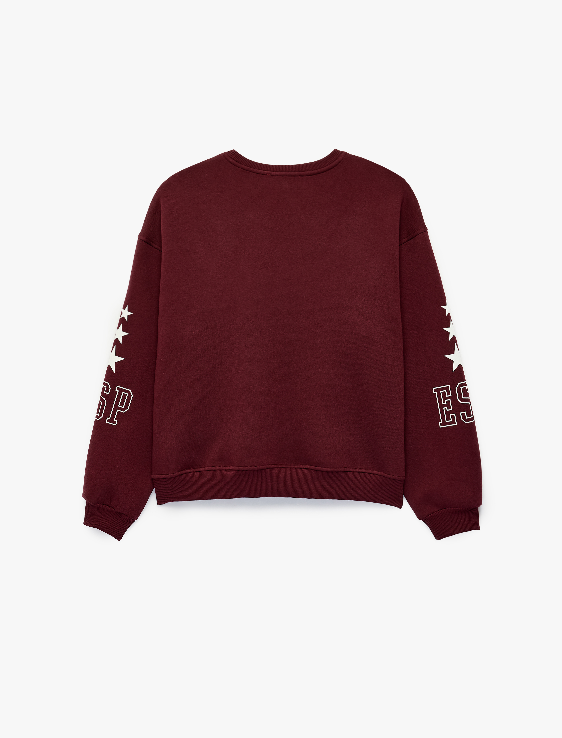   Şardonlu Rahat Kalıp Bisiklet Yaka Uzun Kollu Kolej Baskılı Sweatshirt
