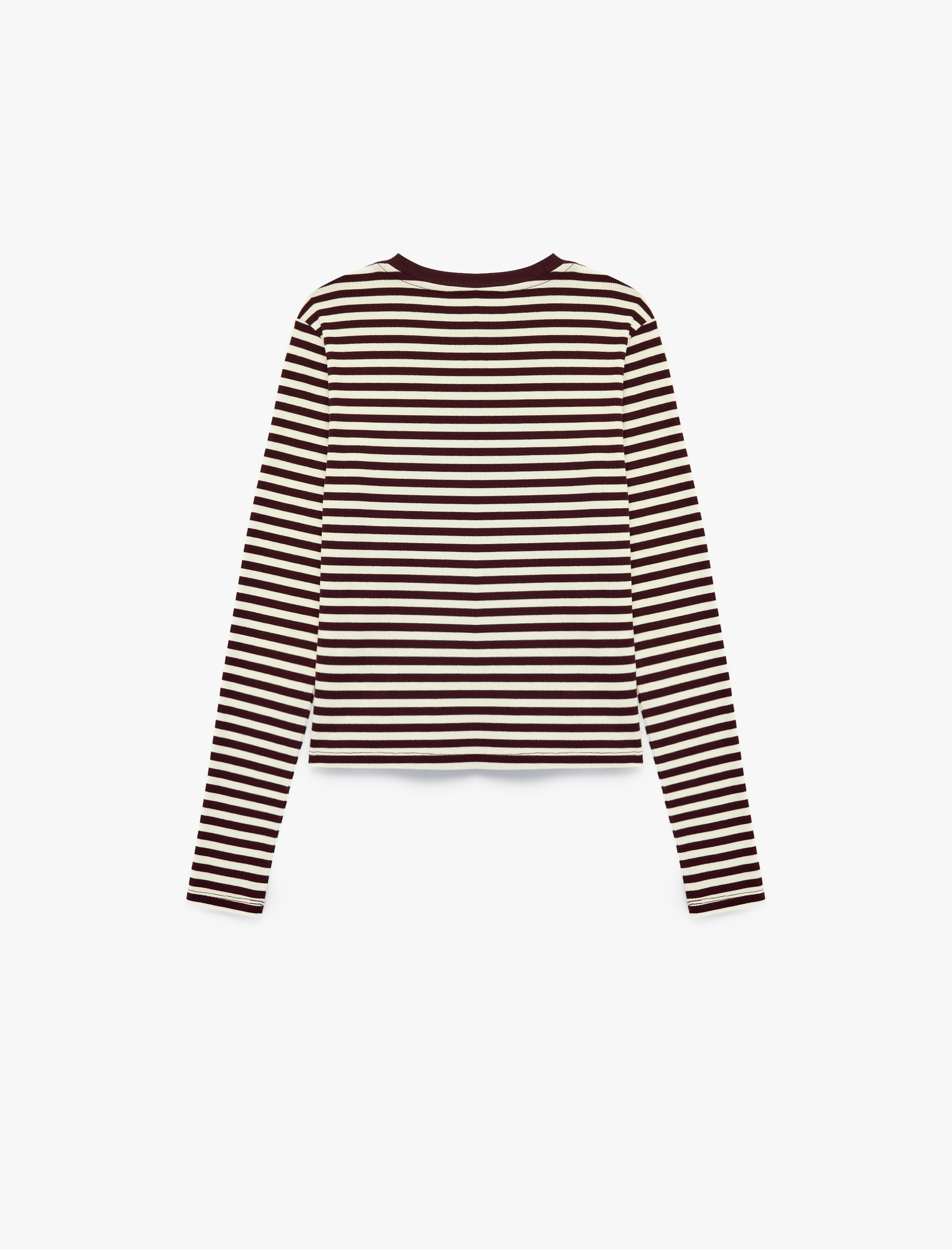   Pamuklu Slim Fit Bisiklet Yaka Uzun Kollu Çizgili Tişört