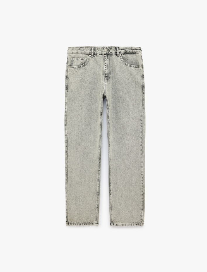  Normal Bel Beş Cepli Pamuklu Vintage Straight Jean Pantolon