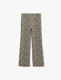 Leopar Desenli Beli Lastikli Rahat Kesim Viskon Pijama Altı