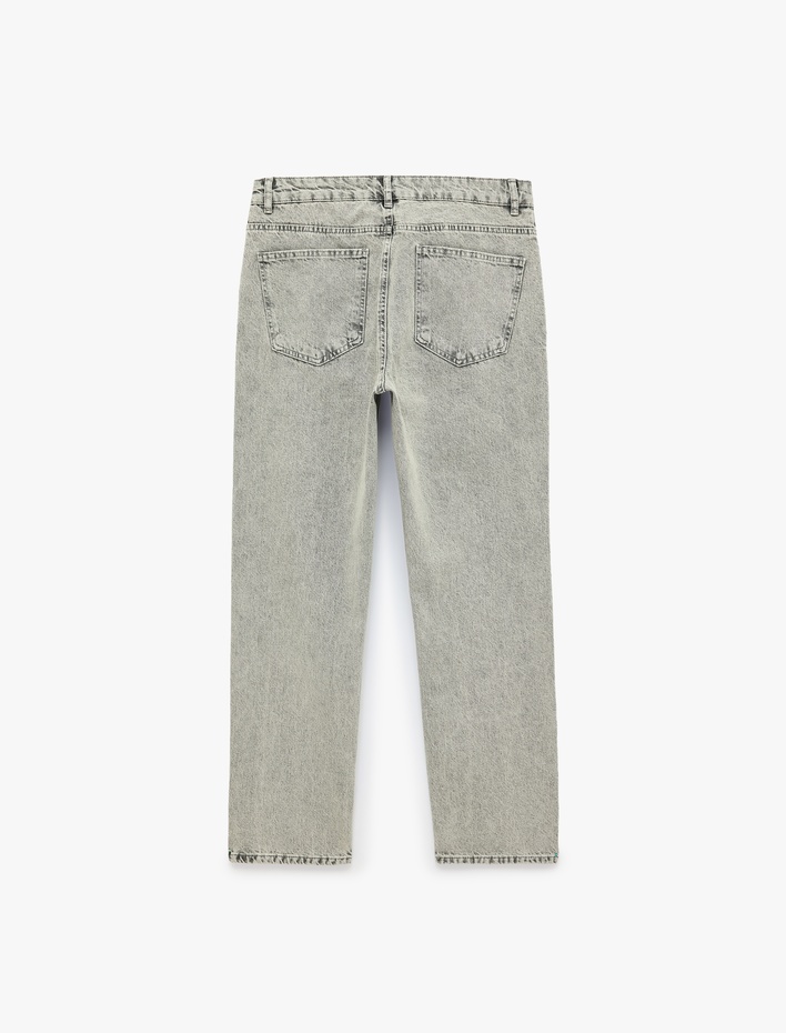  Normal Bel Beş Cepli Pamuklu Vintage Straight Jean Pantolon