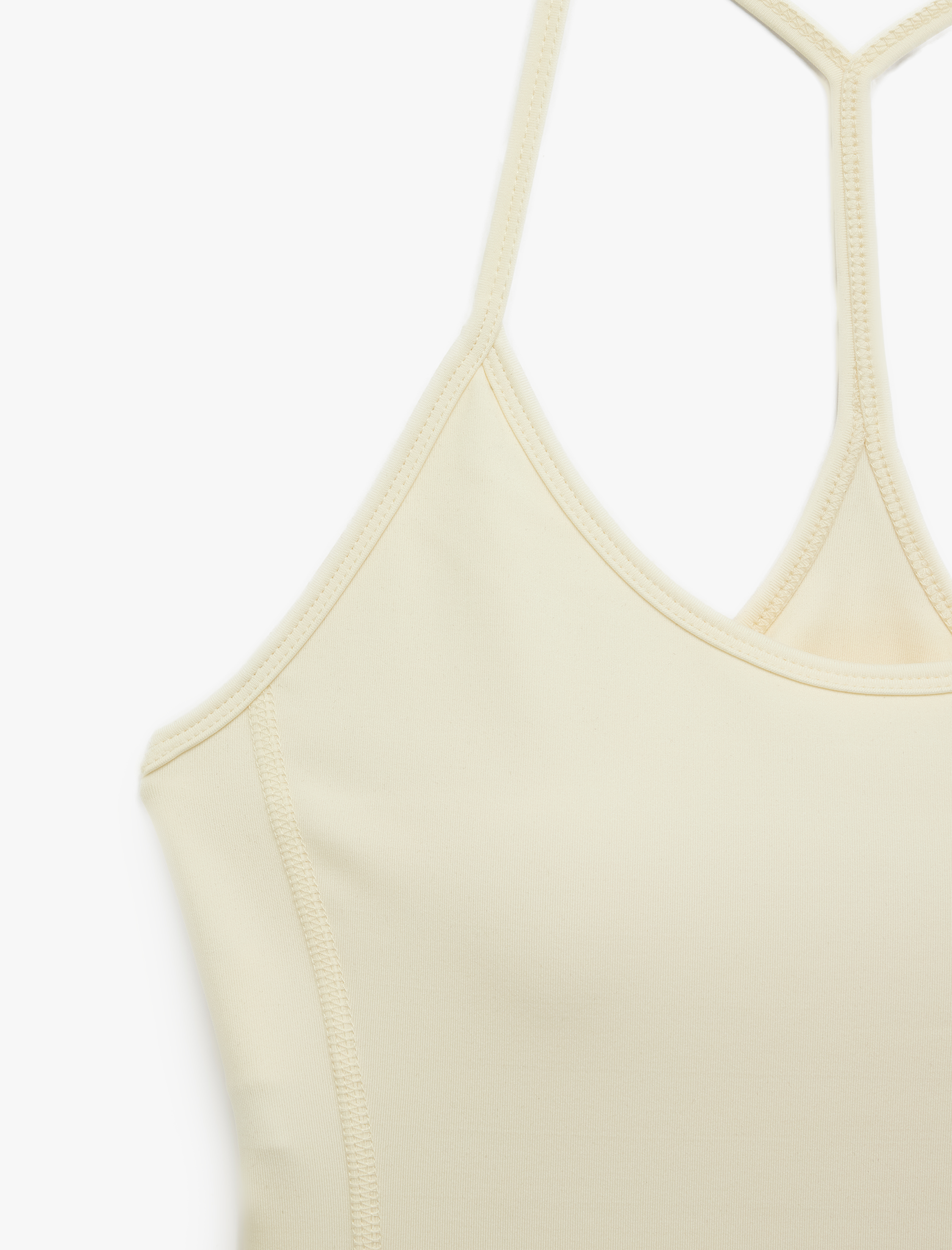   Slim Fit Dikiş Detaylı İnterlok Çapraz İp Askılı Kolsuz Spor Atlet