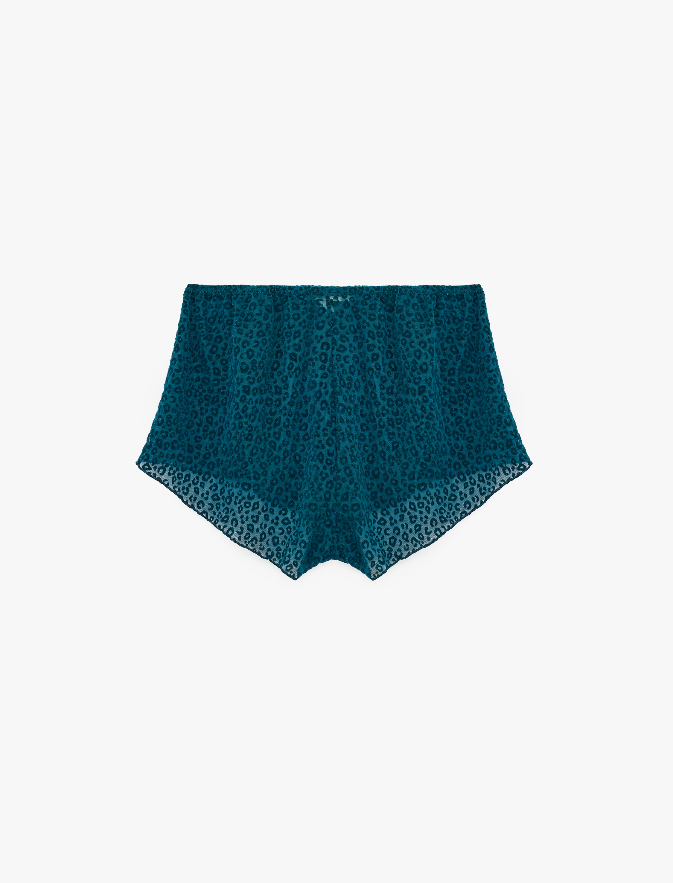   Yarı Transparan Leopar Desenli Mini Şort Pijama Altı