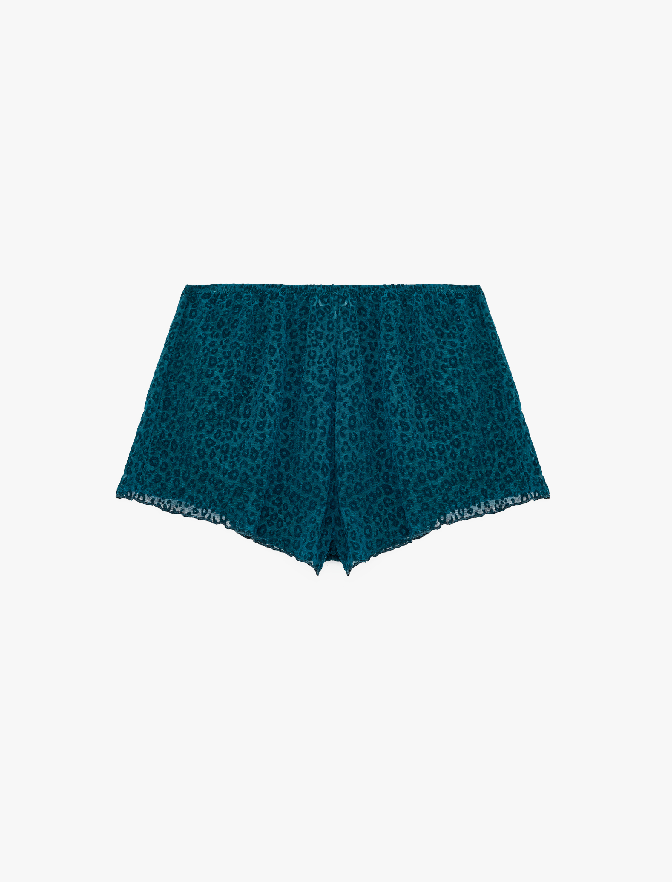   Yarı Transparan Leopar Desenli Mini Şort Pijama Altı
