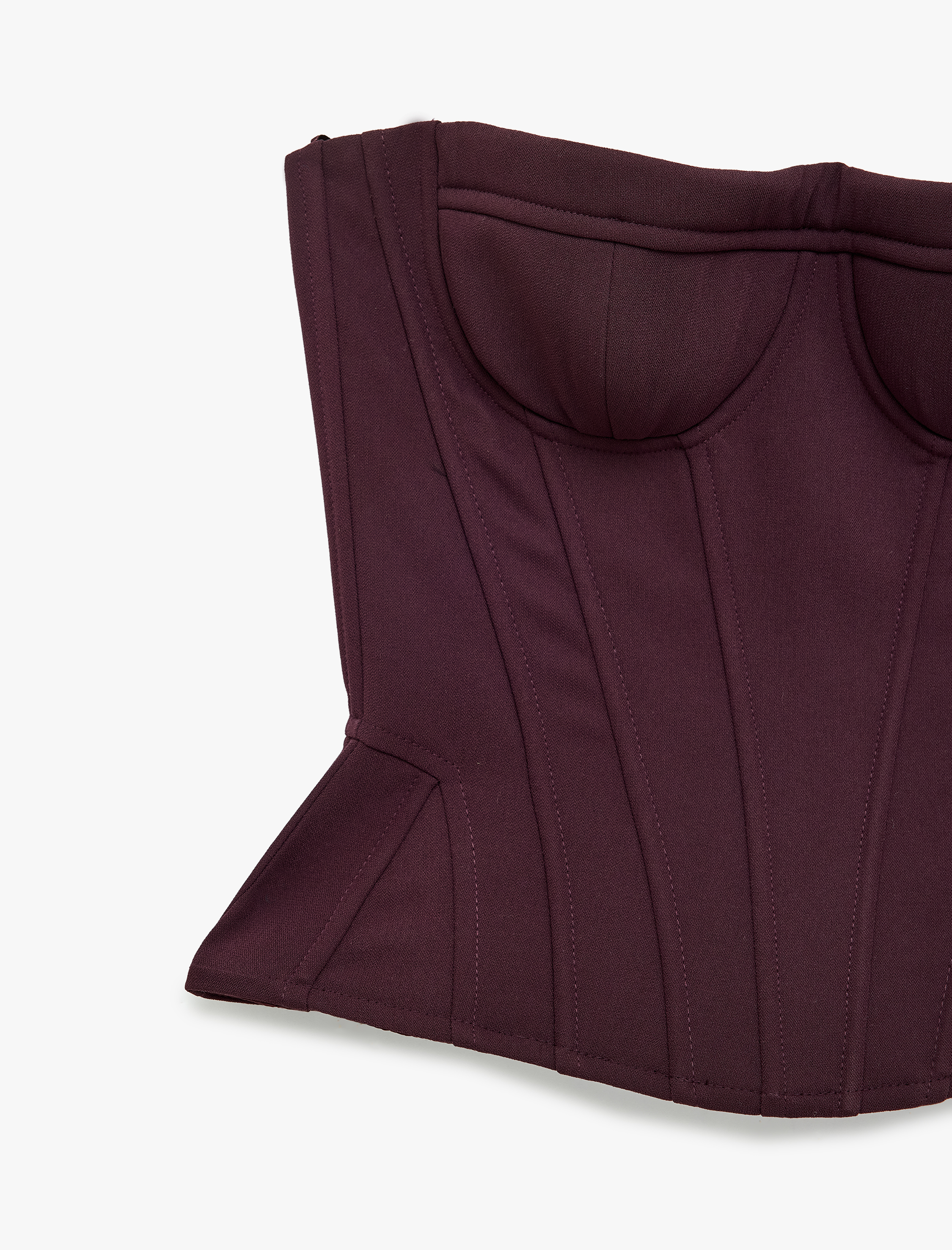   Slim Fit Dikiş Detaylı Peplum Straplez Korse Büstiyer Bluz