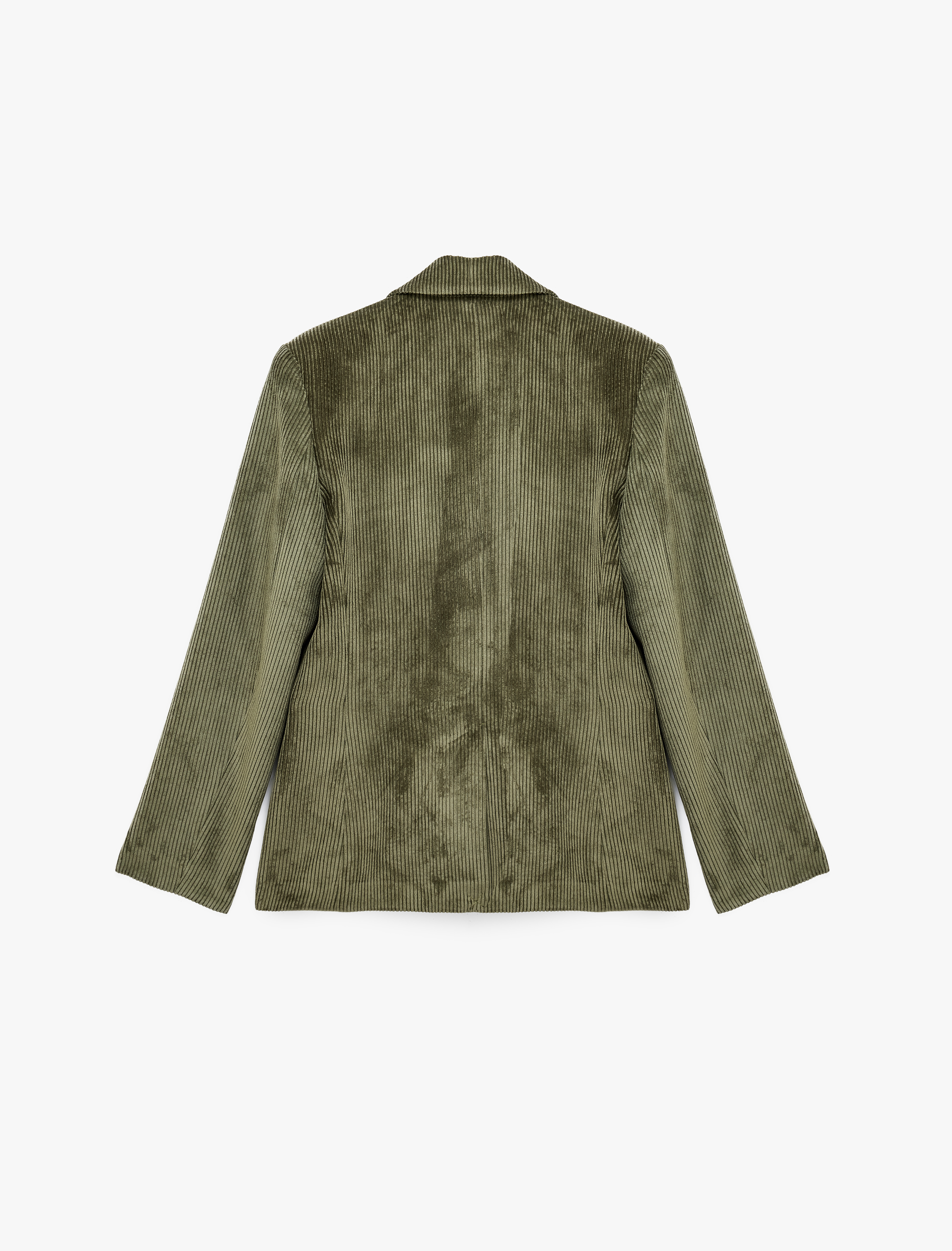   Fitilli Kadife Blazer Ceket Regular Fit Uzun Kollu Cepli