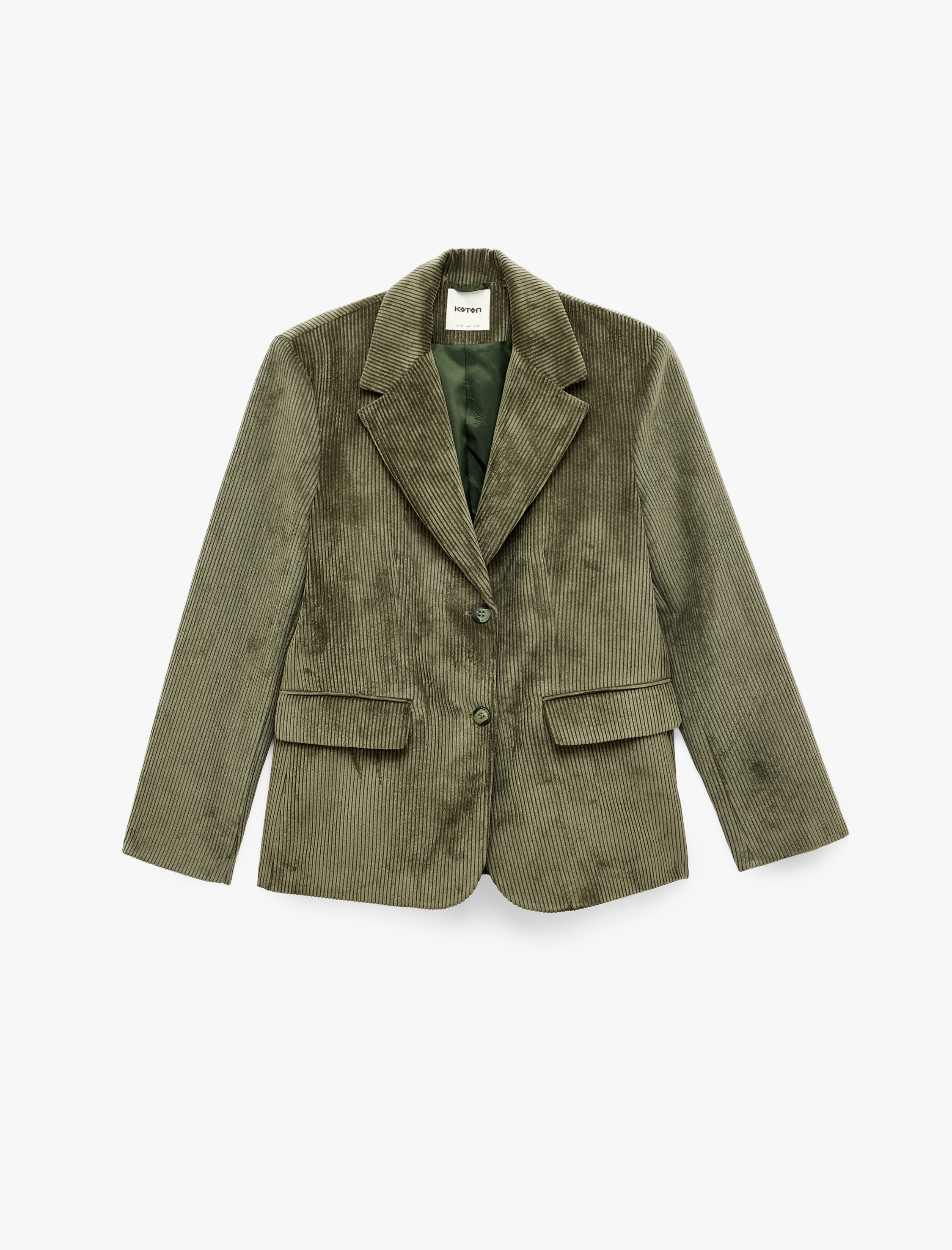   Fitilli Kadife Blazer Ceket Regular Fit Uzun Kollu Cepli