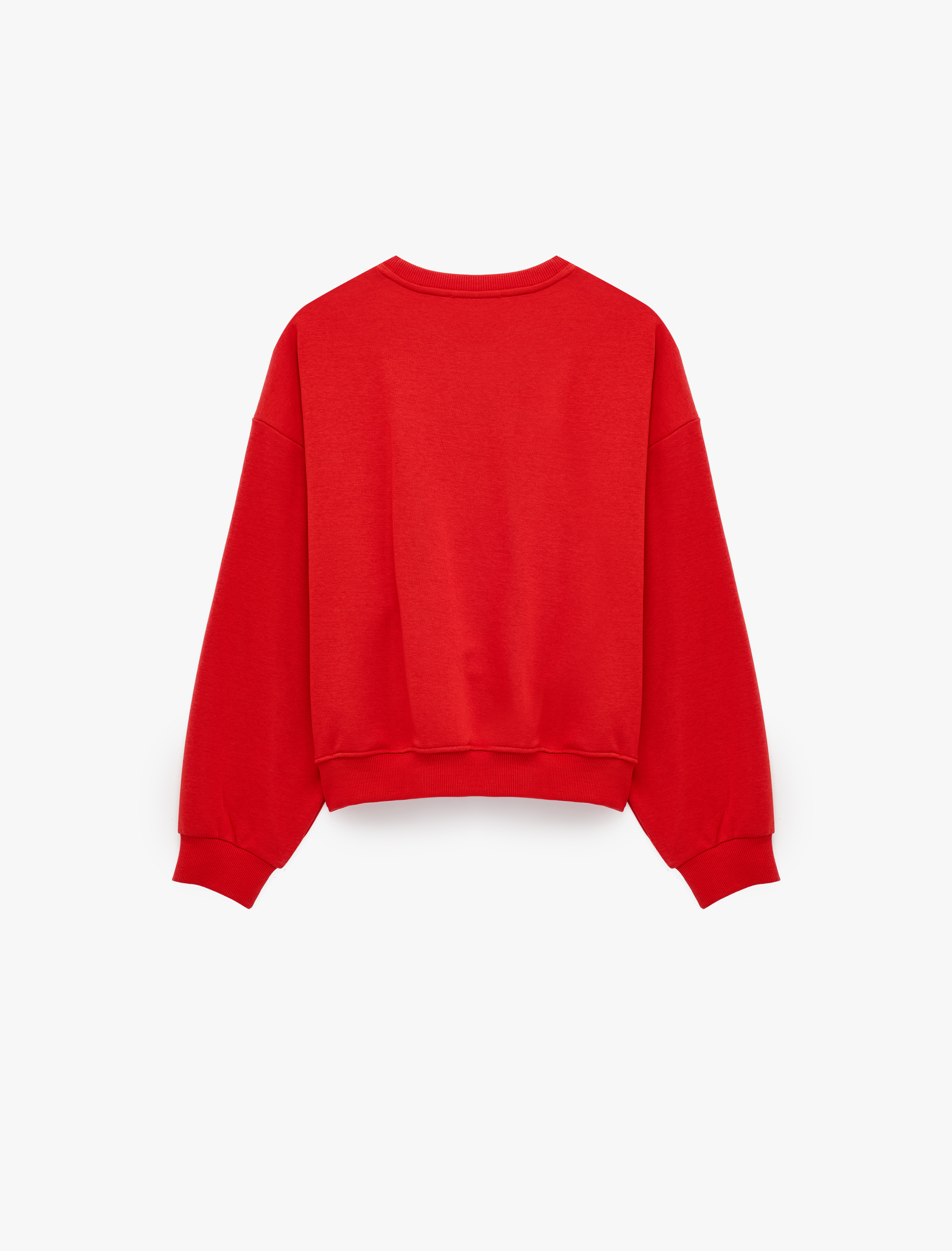   Regular Fit Üç İplik Şardonlu Uzun Kollu Bisiklet Yaka Basic Sweatshirt
