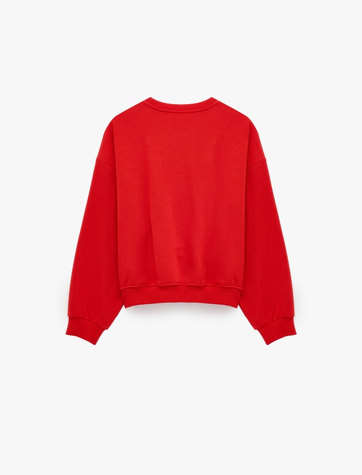  Regular Fit Üç İplik Şardonlu Uzun Kollu Bisiklet Yaka Basic Sweatshirt