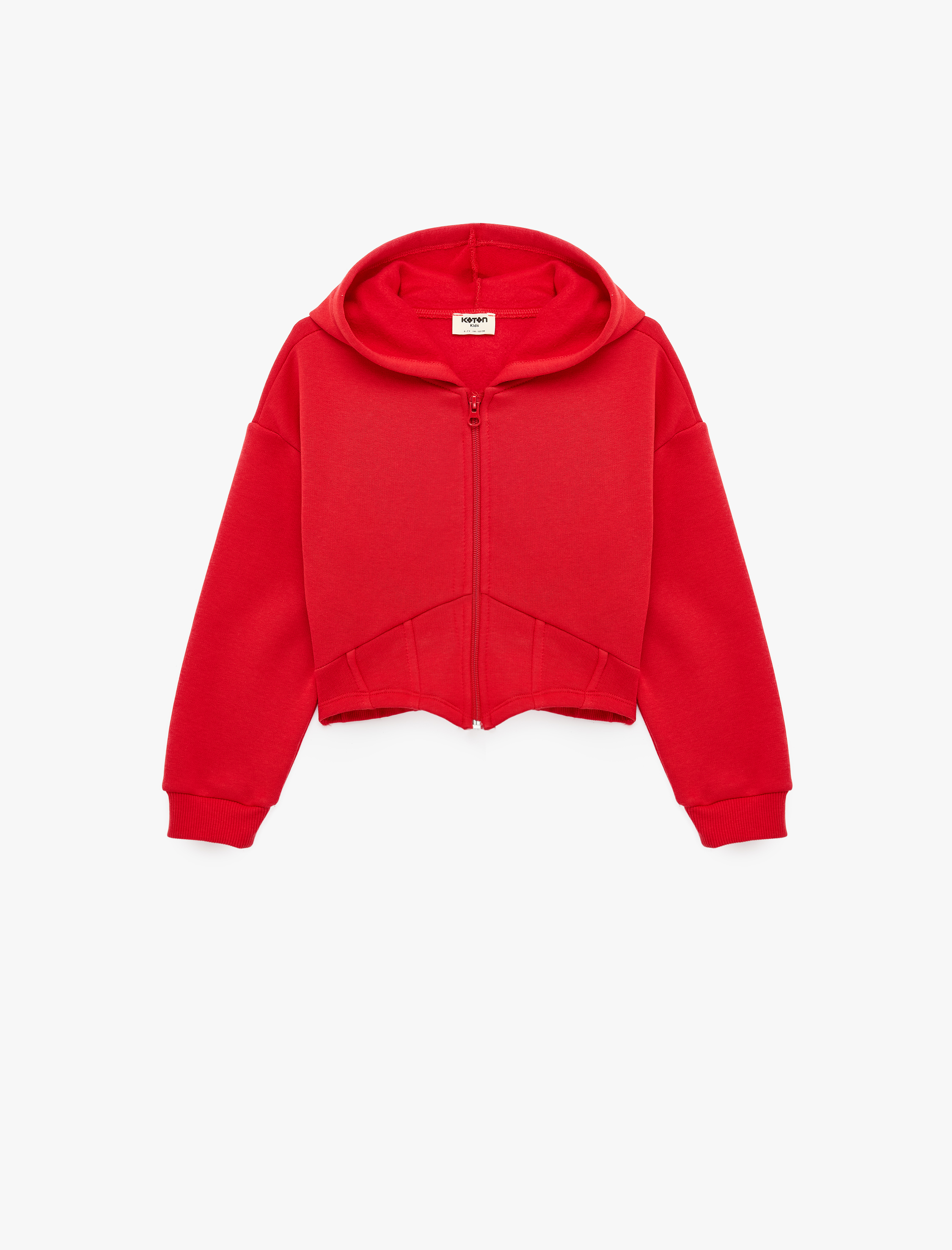  Kız Çocuk Şardonlu Slim Fit Uzun Kollu Kapüşonlu Fermuarlı Sweatshirt