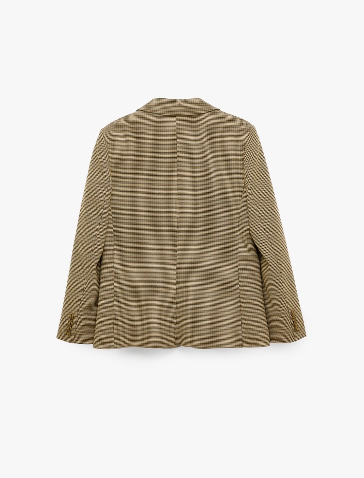  Ekose Blazer Ceket Cepli Uzun Kollu Regular Fit
