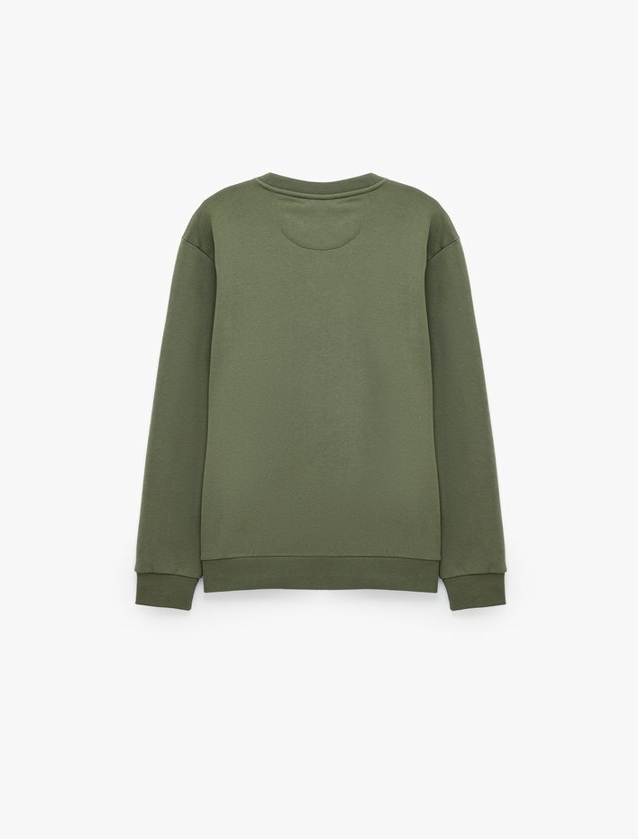  Üç İplik Şardonlu Regular Fit Baskılı Bisiklet Yaka Uzun Kollu Sweatshirt