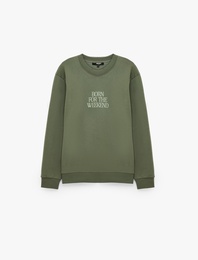 Üç İplik Şardonlu Regular Fit Baskılı Bisiklet Yaka Uzun Kollu Sweatshirt