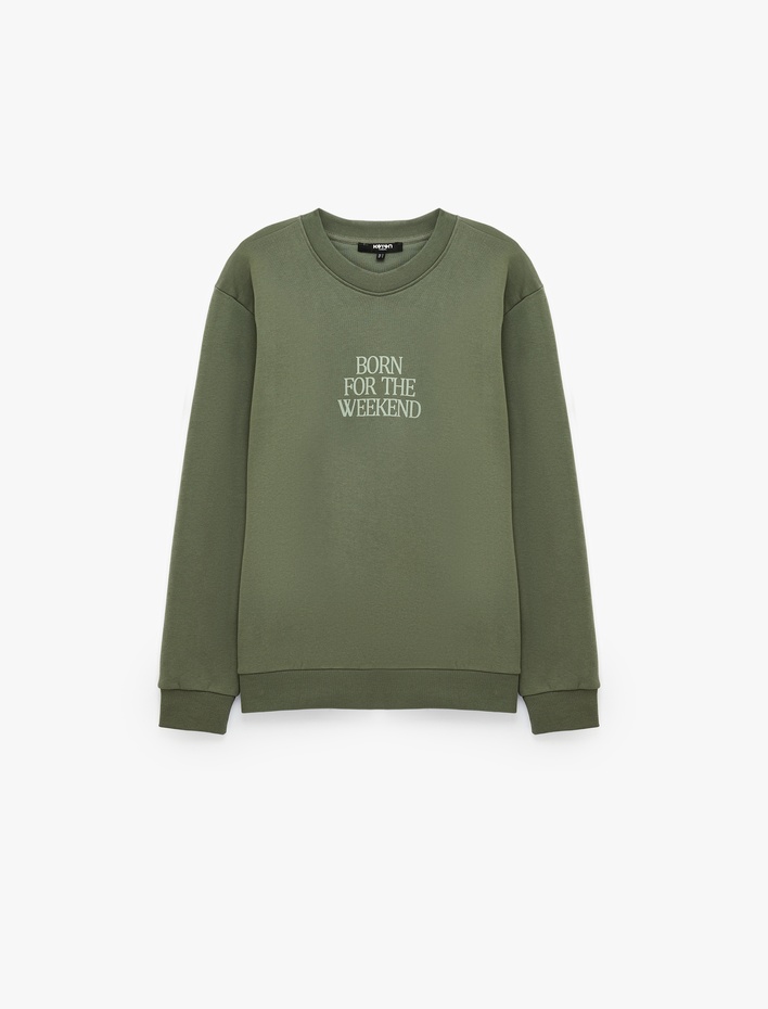  Üç İplik Şardonlu Regular Fit Baskılı Bisiklet Yaka Uzun Kollu Sweatshirt
