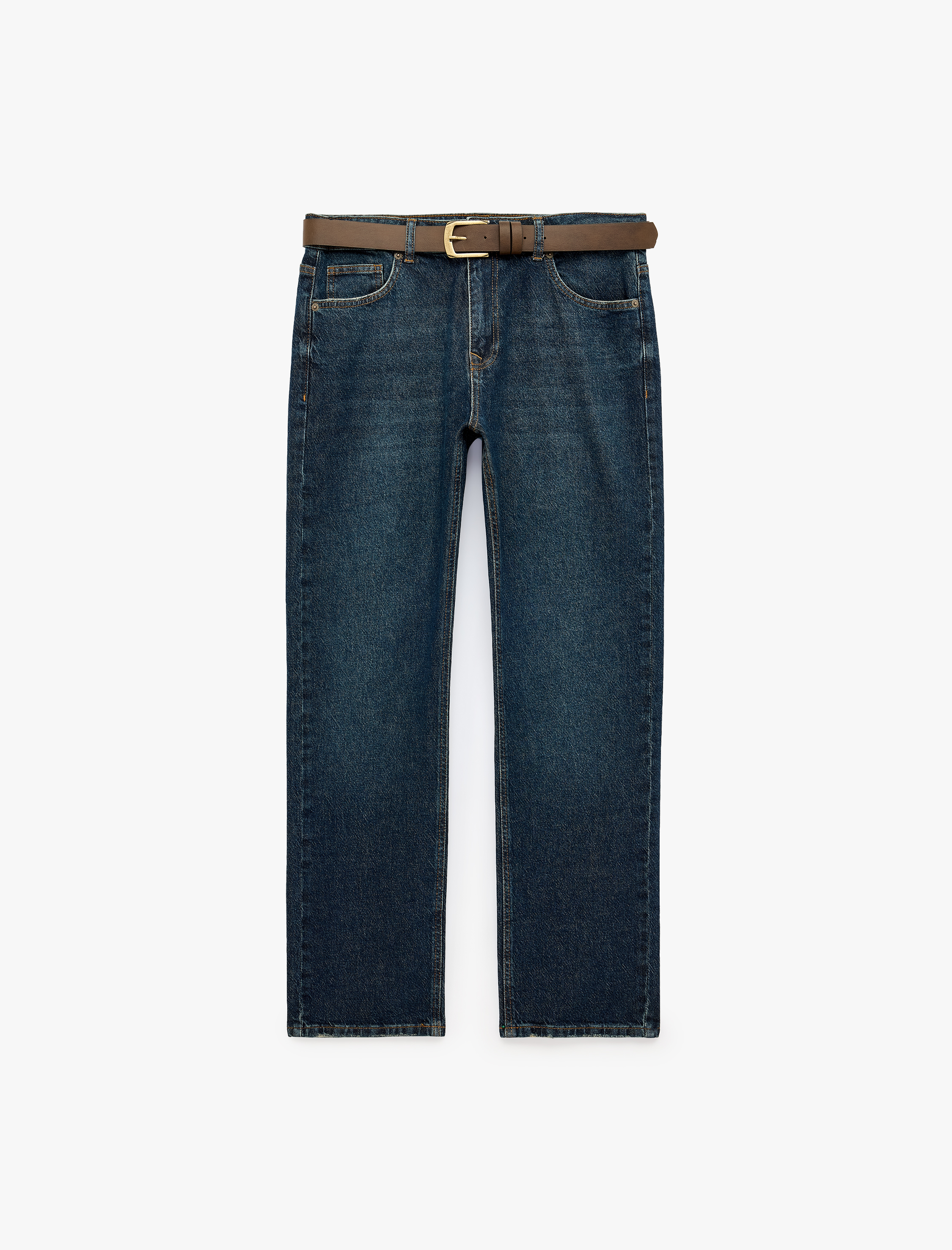   Pamuklu Cepli Kemerli Straight Fit Jean Pantolon - Mark Jean