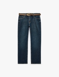Pamuklu Cepli Kemerli Straight Fit Jean Pantolon - Mark Jean