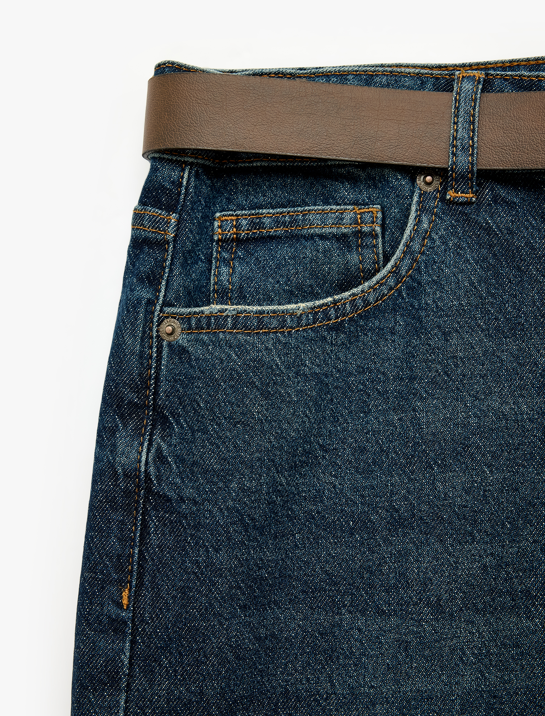   Pamuklu Cepli Kemerli Straight Fit Jean Pantolon - Mark Jean