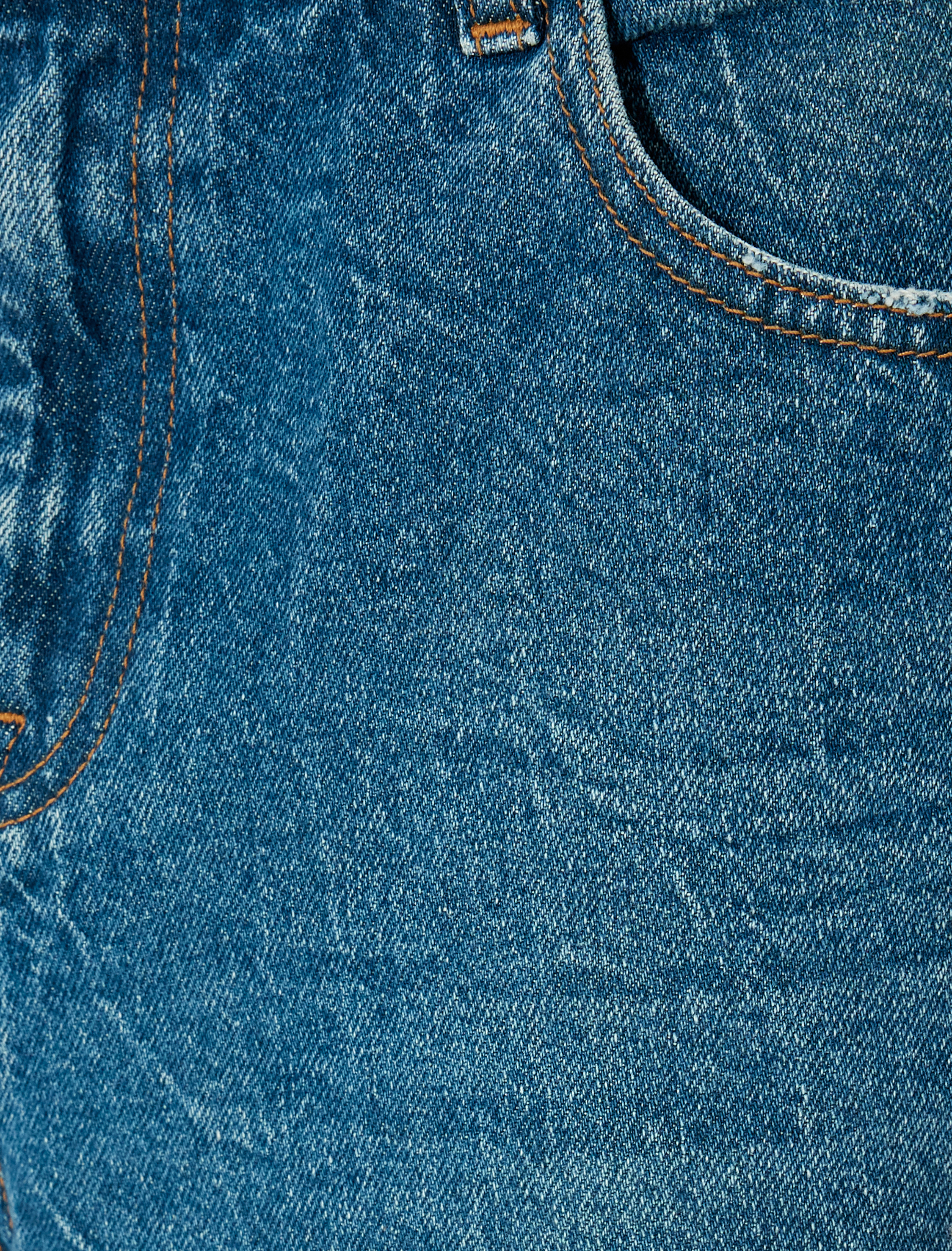   Uzun Bermuda Denim Şort Kesik Paça Düğme Detaylı
