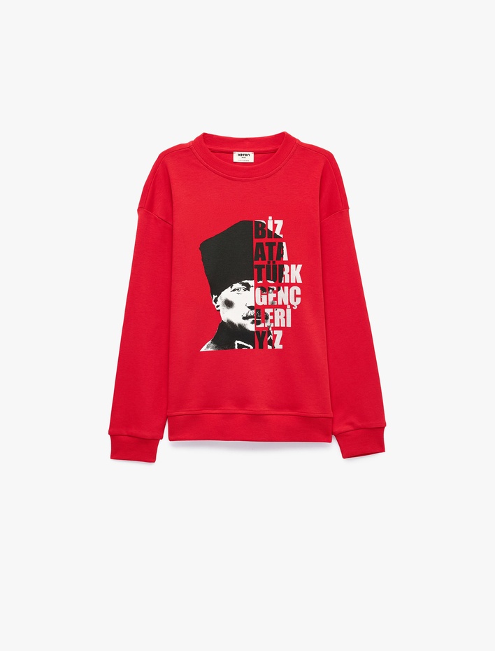 Erkek Çocuk Atatürk Baskılı Bisiklet Yaka Uzun Kollu Sweatshirt