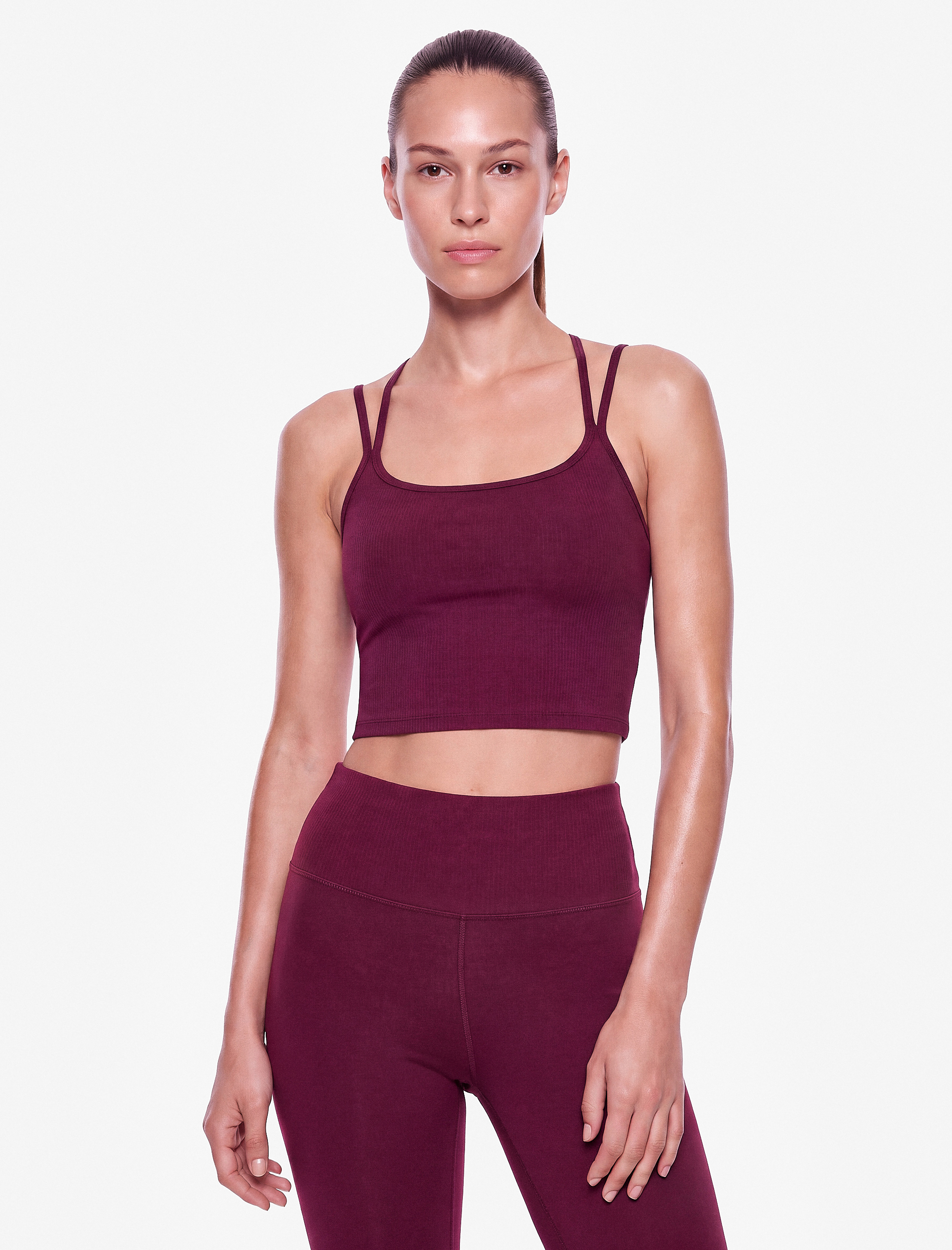   Çapraz Askılı Crop Spor Atlet Slim Fit Sırt Detaylı
