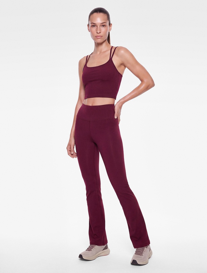  Çapraz Askılı Crop Spor Atlet Slim Fit Sırt Detaylı