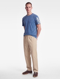 Pamuklu Kısa Kollu Bisiklet Yaka Yıkamalı Arkası Baskılı Slim Fit Tişört