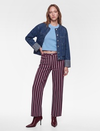 Çizgili Baggy Denim Pantolon Pamuklu Cepli - Baggy Jeans