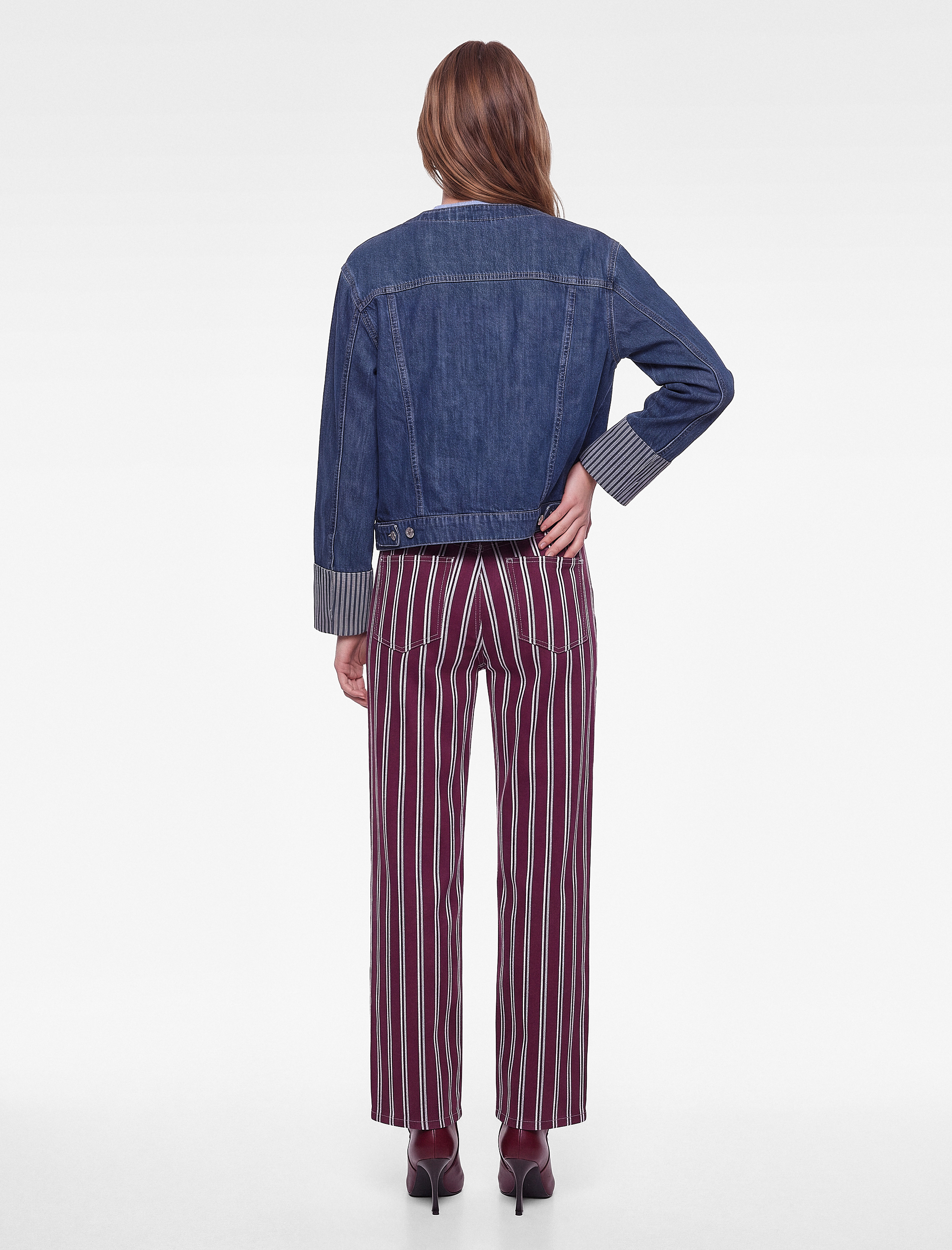   Çizgili Baggy Denim Pantolon Pamuklu Cepli - Baggy Jeans