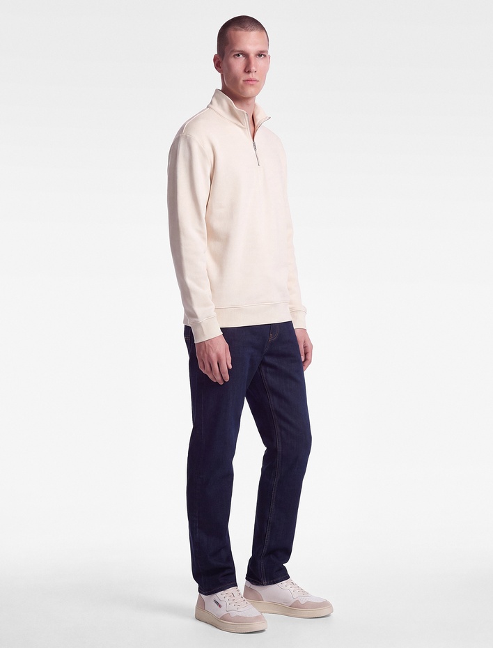  Uzun Kollu Üç İplik Şardonlu Yarım Fermuarlı Sweatshirt