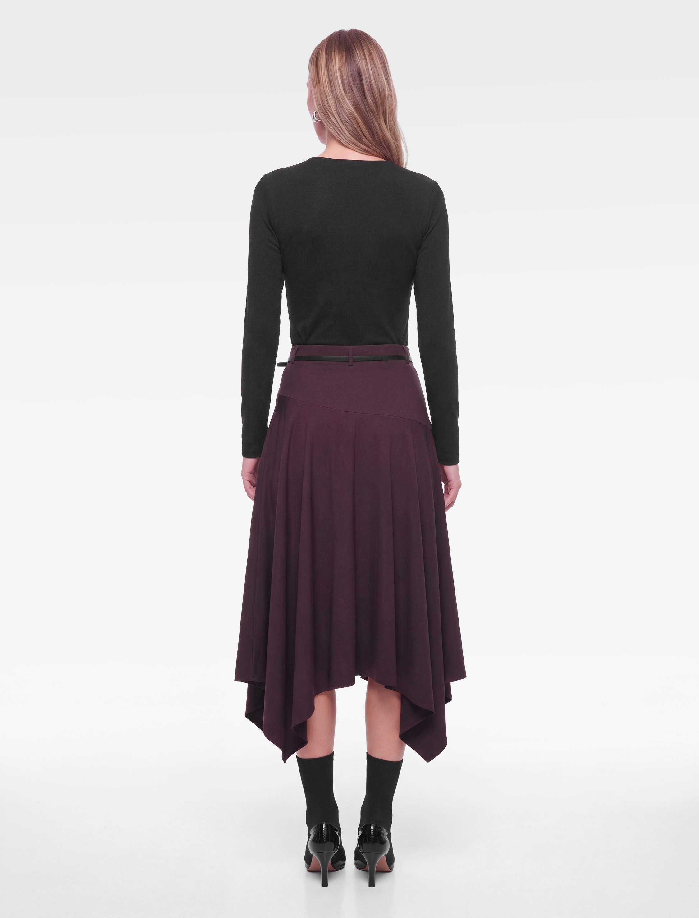   Büzgü Detaylı Slim Fit Pamuklu Bisiklet Yaka Uzun Kollu Tişört