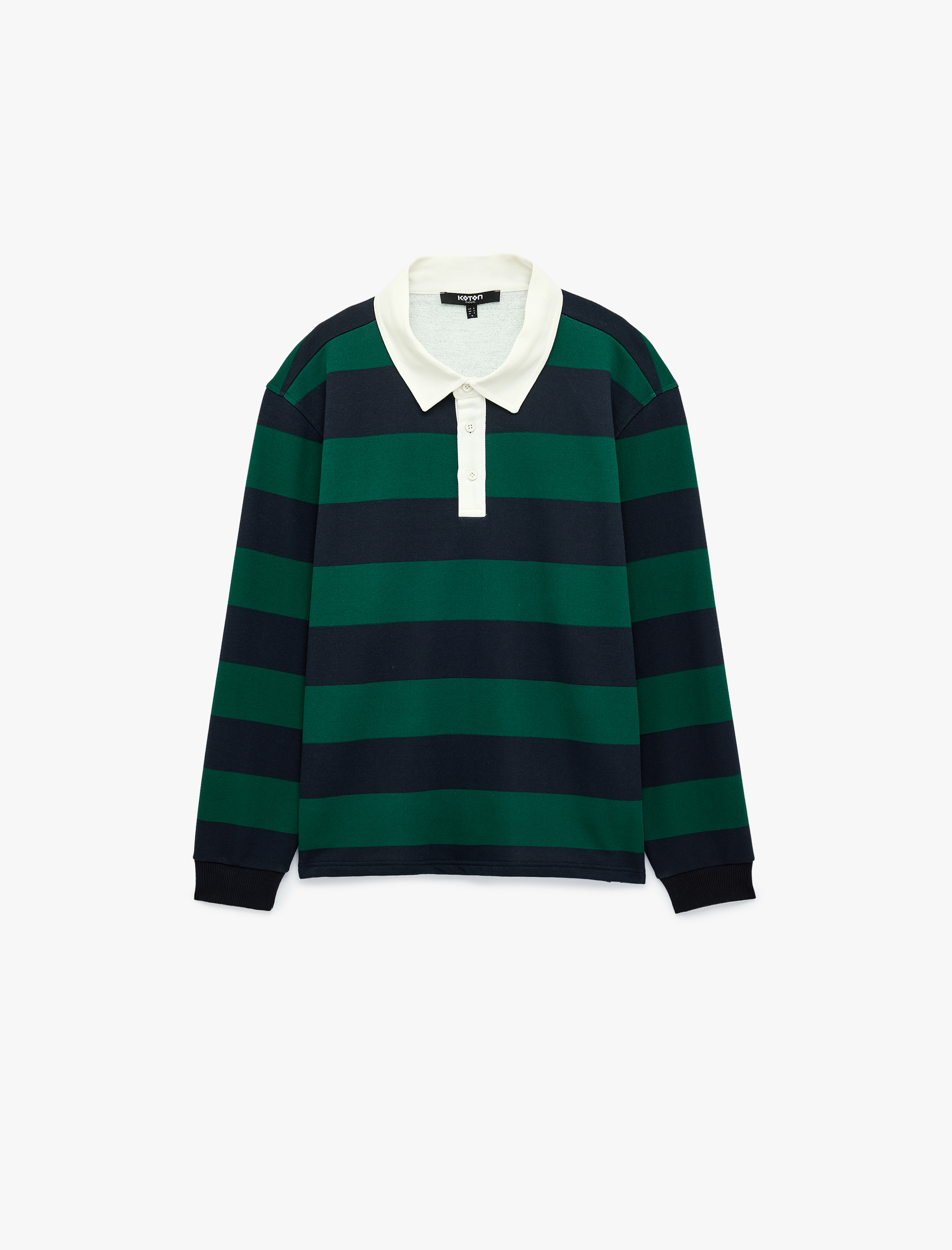   Şardonlu Uzun Kollu Polo Yaka Çizgili Sweatshirt