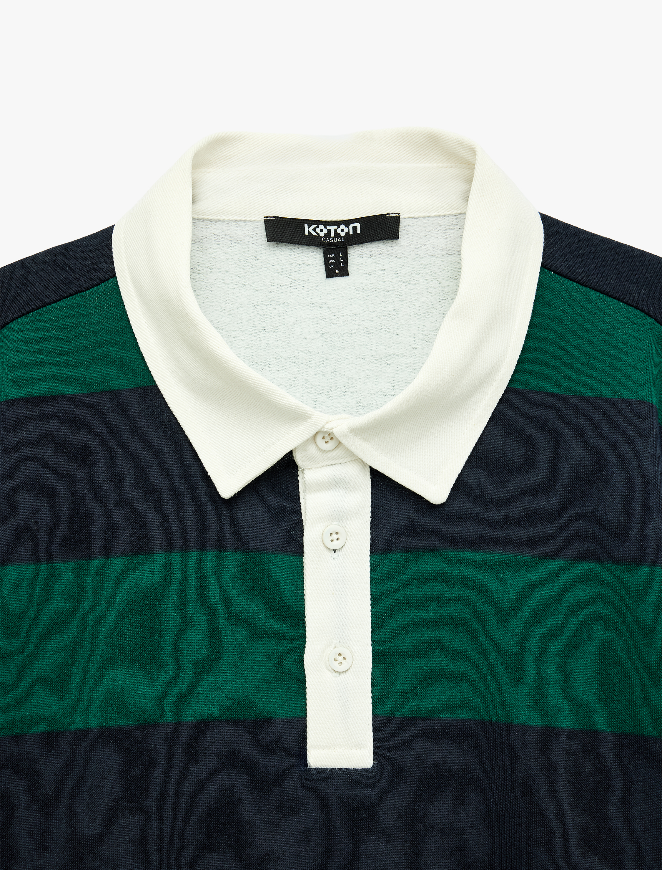   Şardonlu Uzun Kollu Polo Yaka Çizgili Sweatshirt